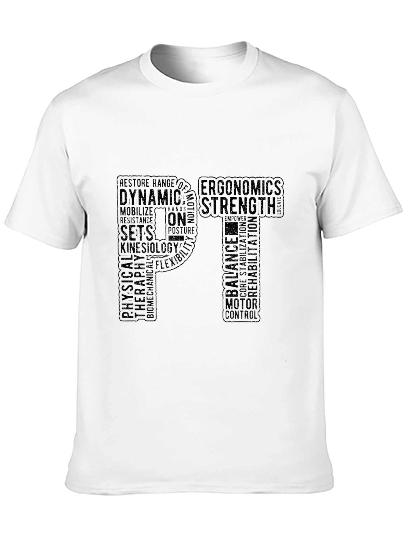 Physical Therapy PT Word Art Black T-Shirt