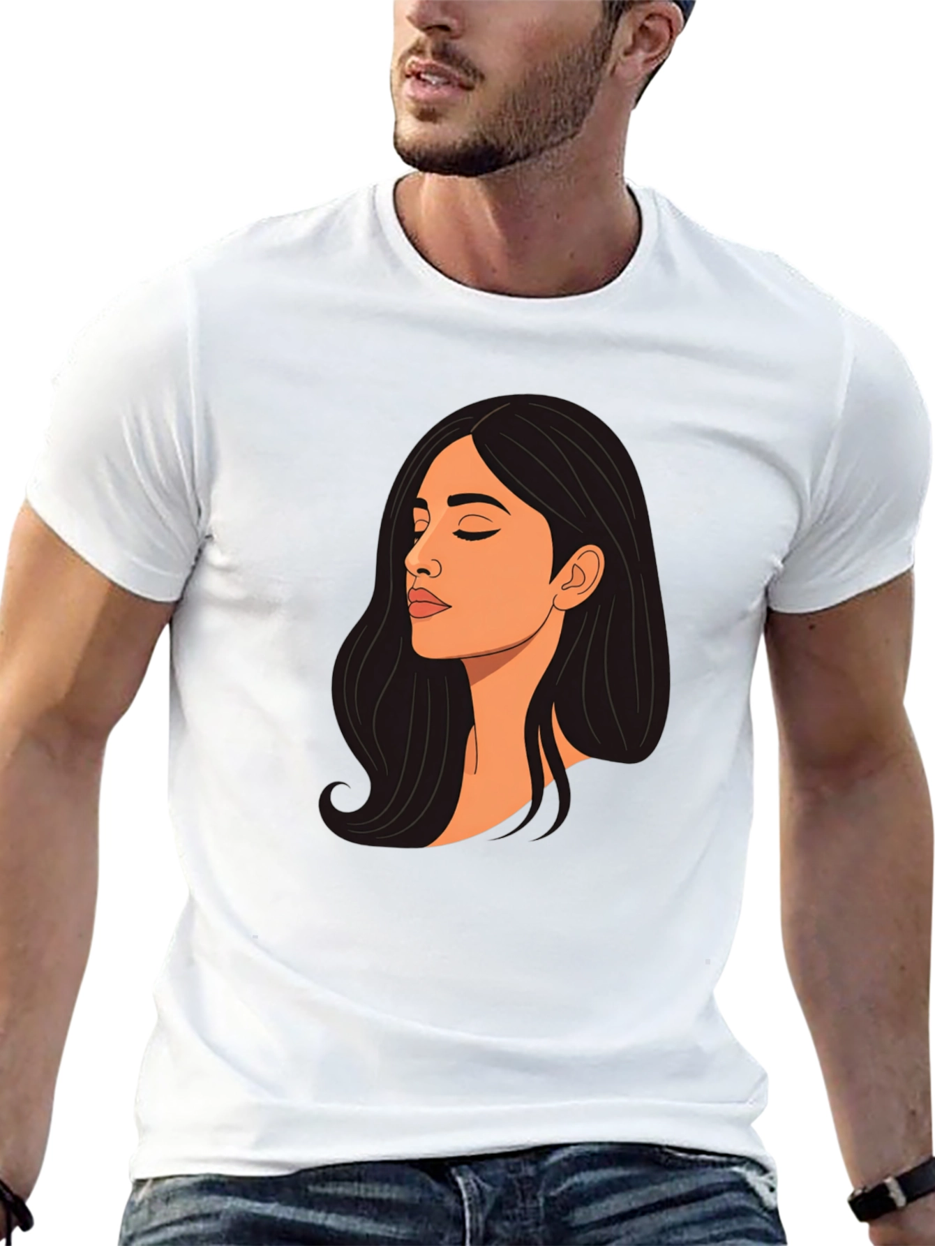 Woman Portrait Graphic Black T-Shirt