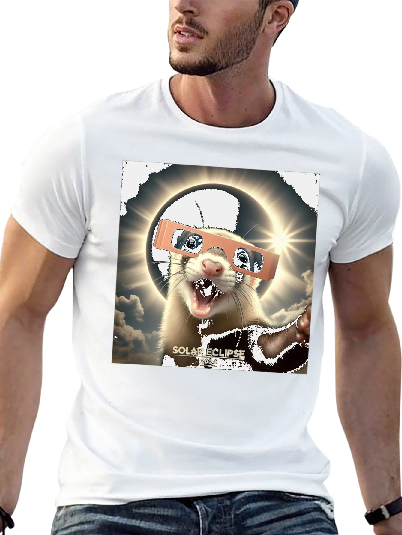 Solar Eclipse Ferret Graphic Tee