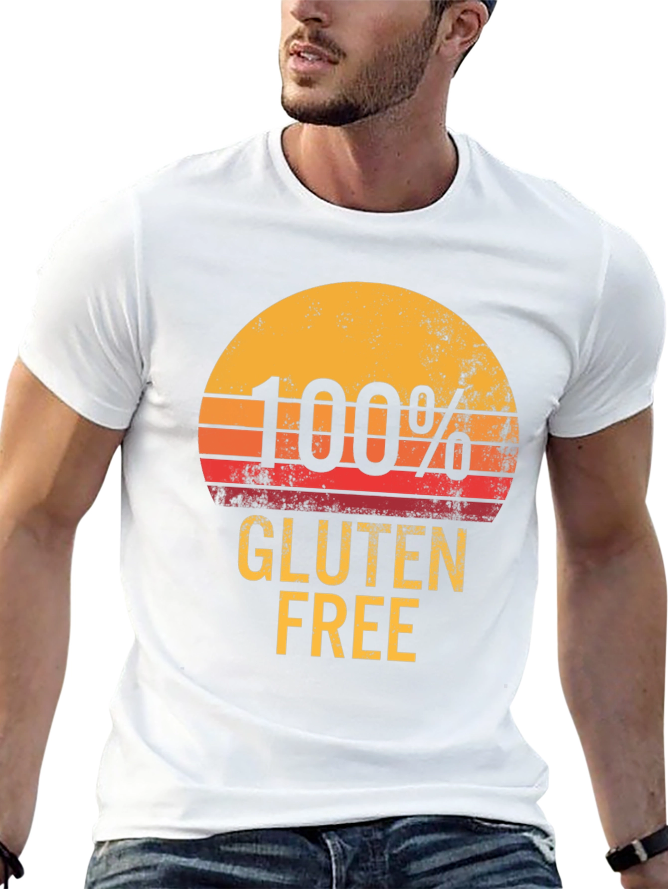100% Gluten Free Graphic Tee - Retro Sunset Design