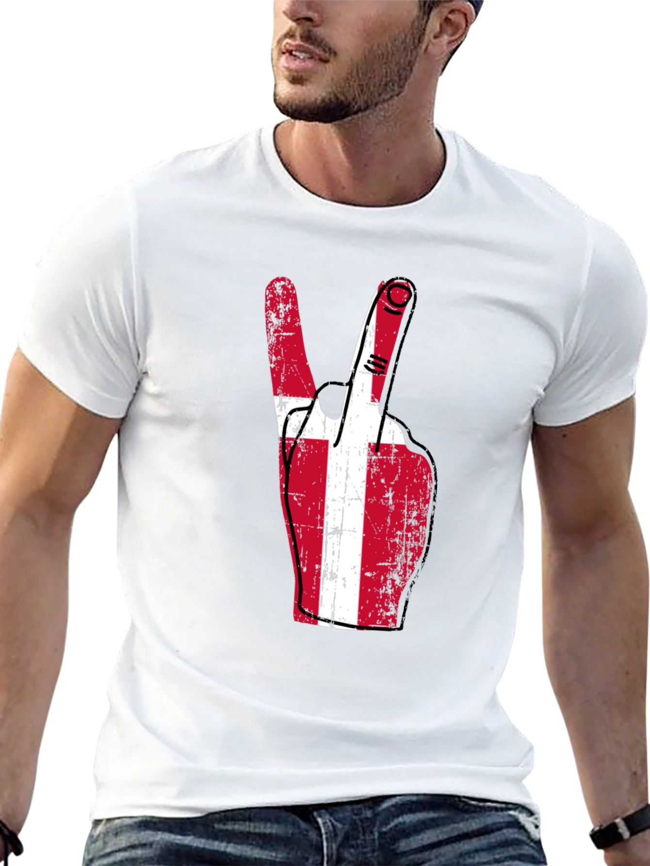Denmark Flag Peace Sign Graphic T-Shirt
