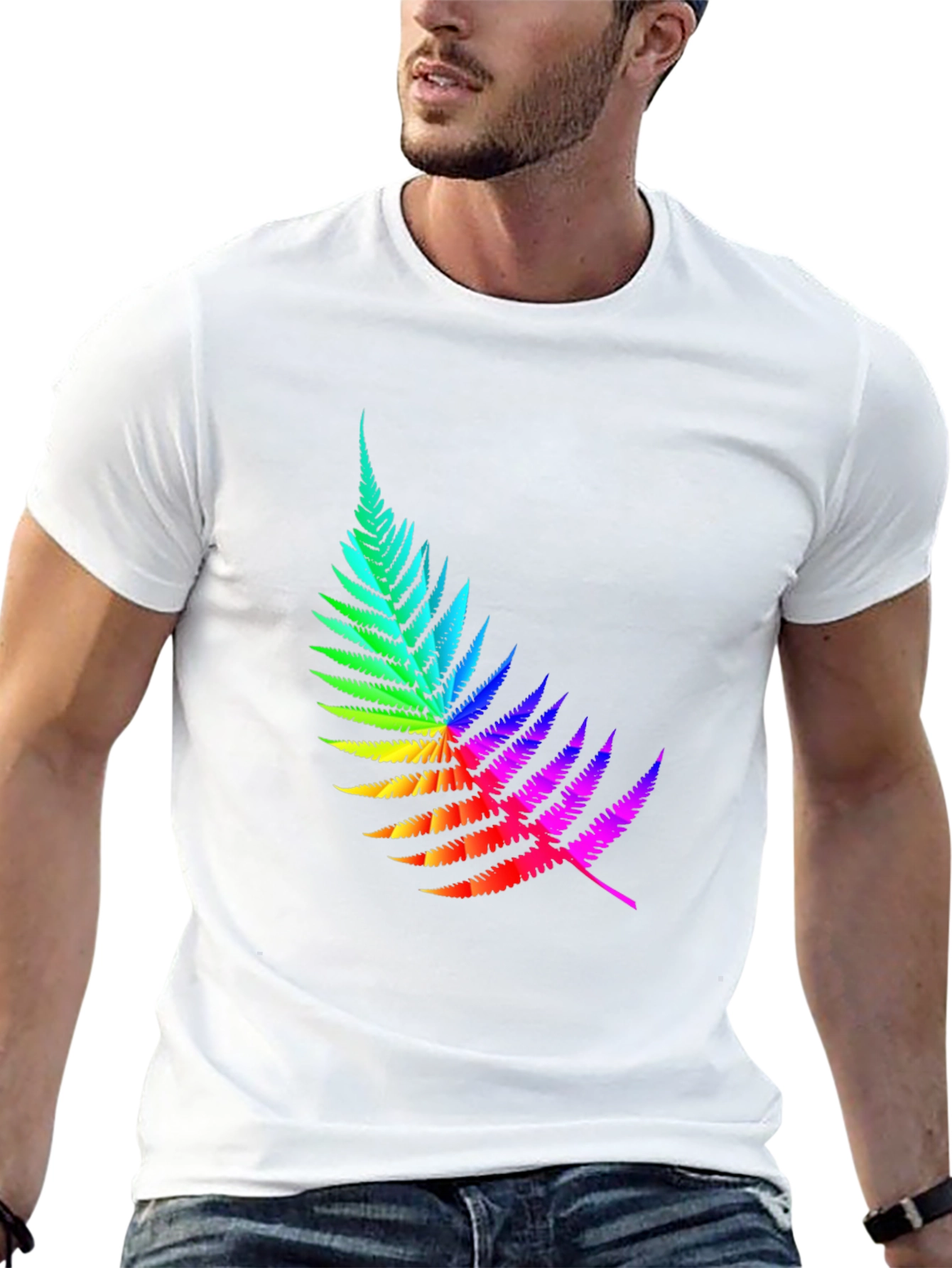 Rainbow Fern Graphic Tee - Black