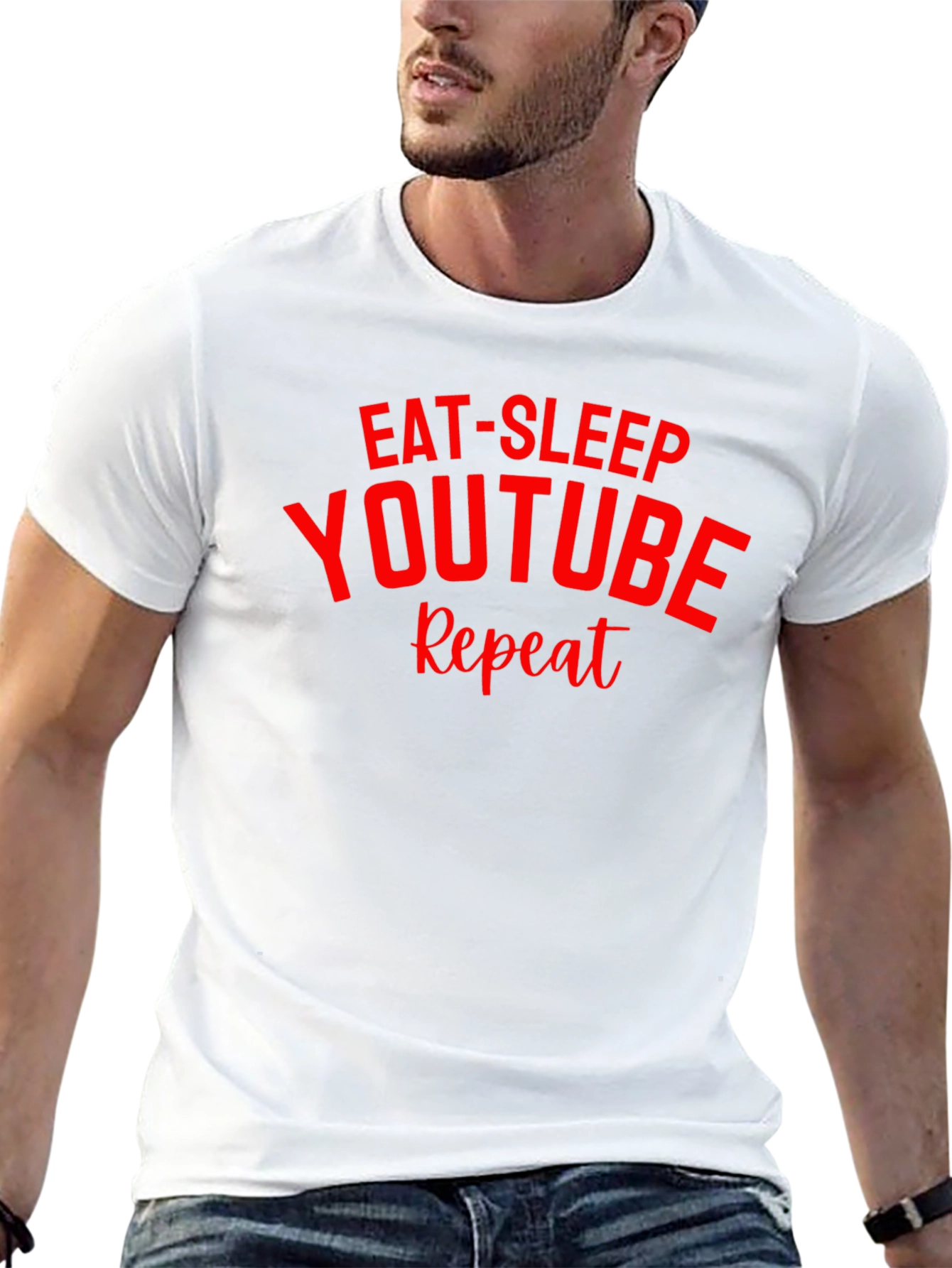 Eat Sleep YouTube Repeat Black T-Shirt