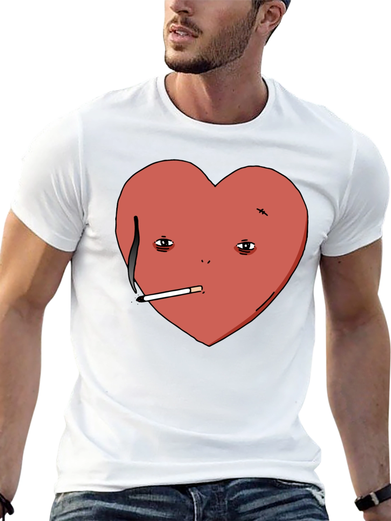 Smoking Heart Graphic Tee - Black