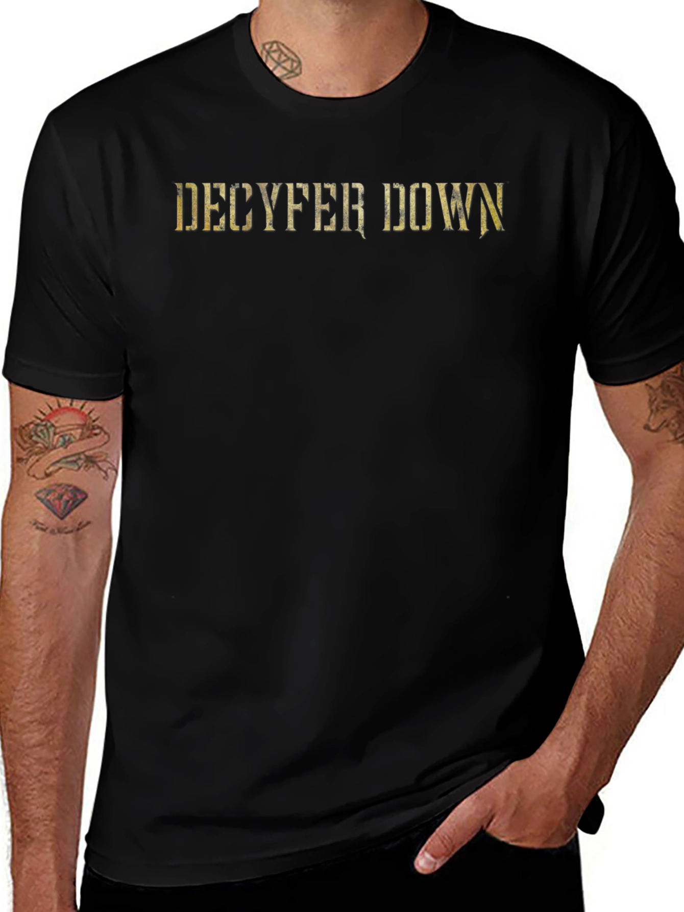 Decyfer Down Graphic Tee - Black Cotton T-Shirt