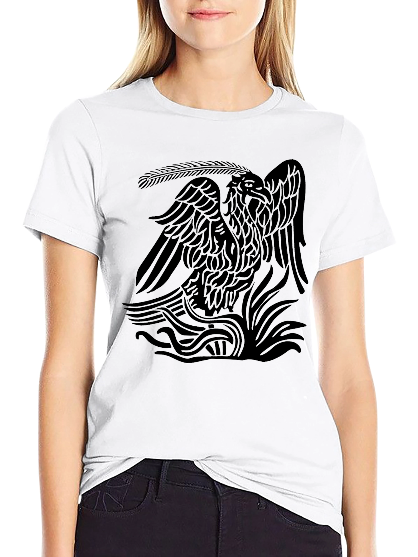 Black Graphic Tee - Eagle Design
