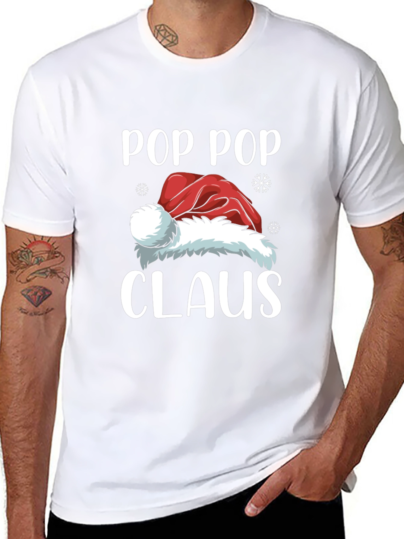 Pop Pop Claus Santa Hat Christmas T-Shirt