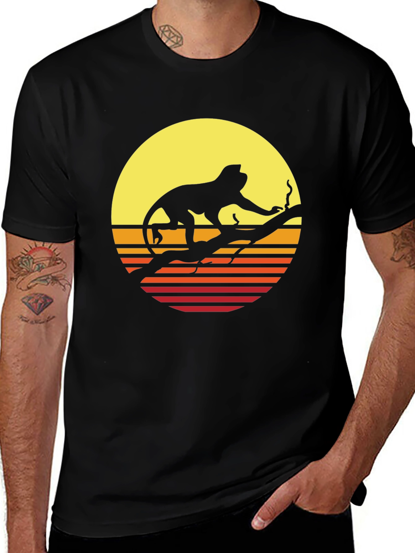 Monkey Sunset Graphic Tee - Retro Style Comfort