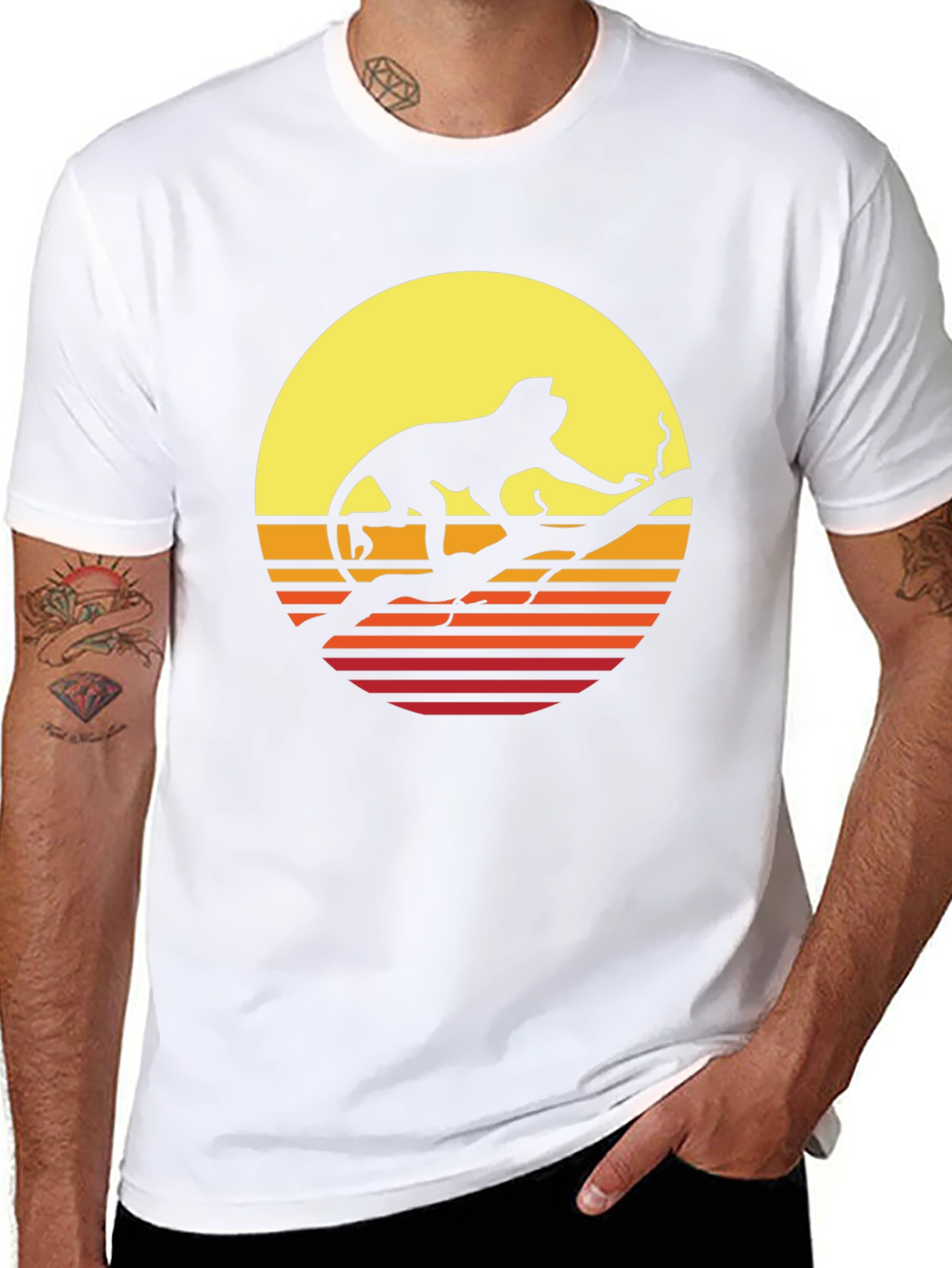 Monkey Sunset Graphic Tee - Retro Style Comfort