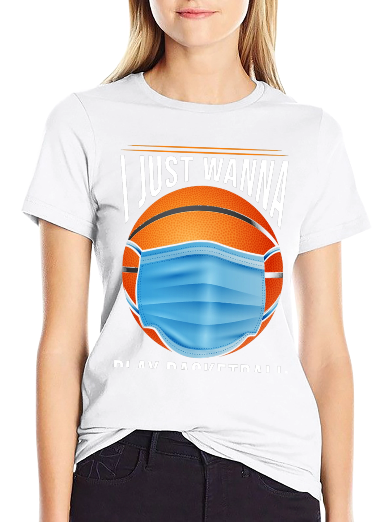 Basketball Mask Graphic Tee - I Just Wanna Play