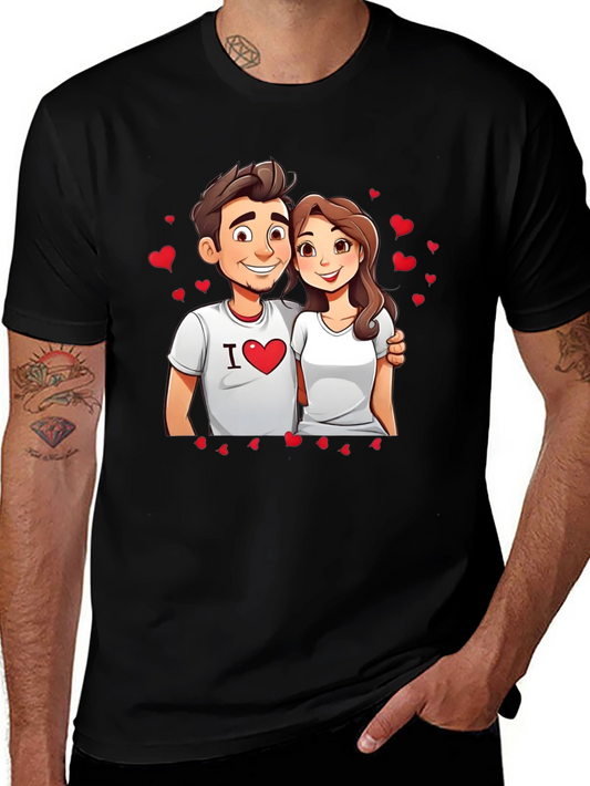 I Heart You Couple Graphic Tee - Black