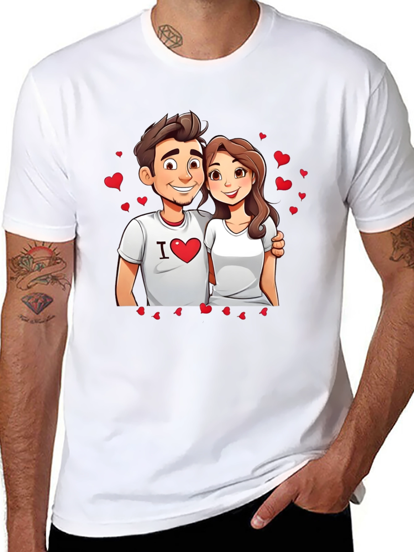 I Heart You Couple Graphic Tee - Black