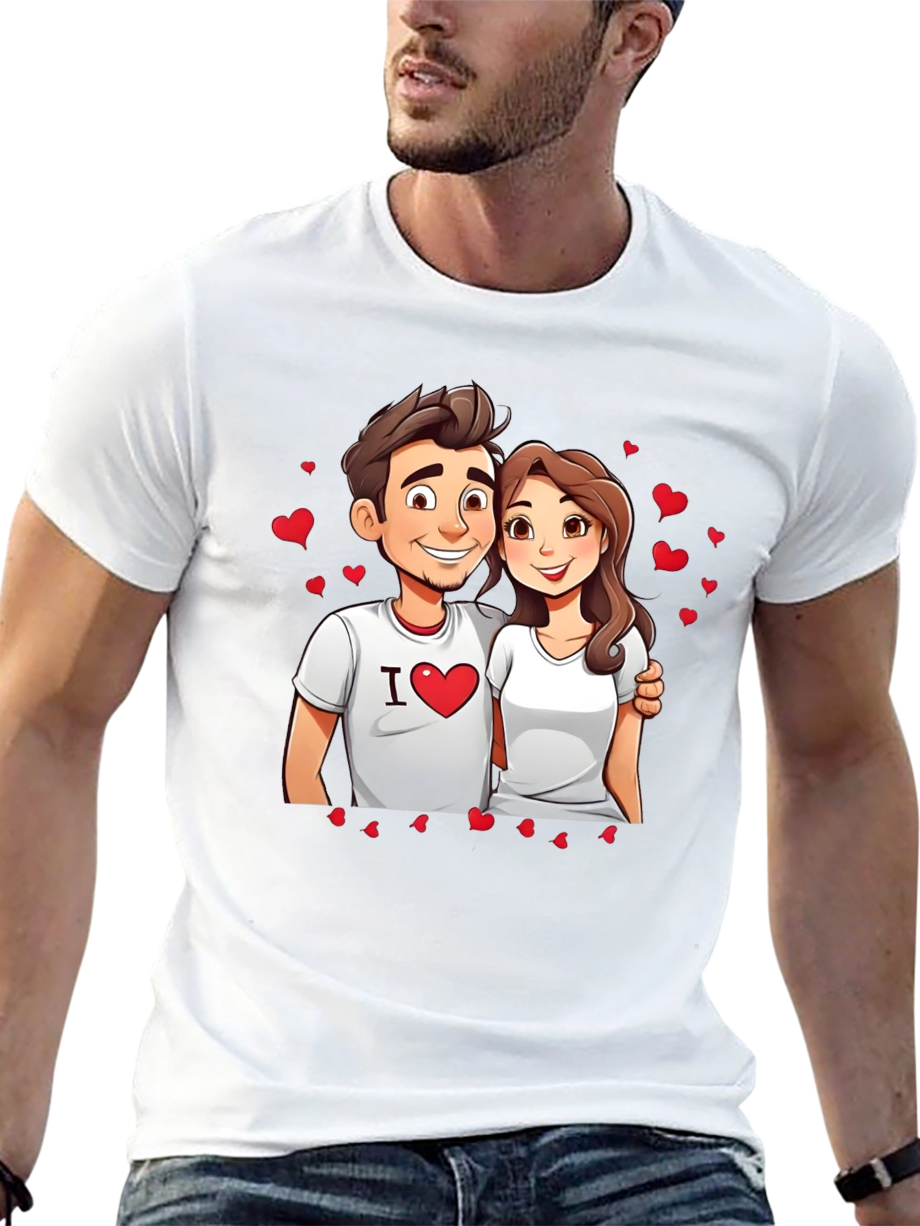 I Heart You Couple Graphic Tee - Black