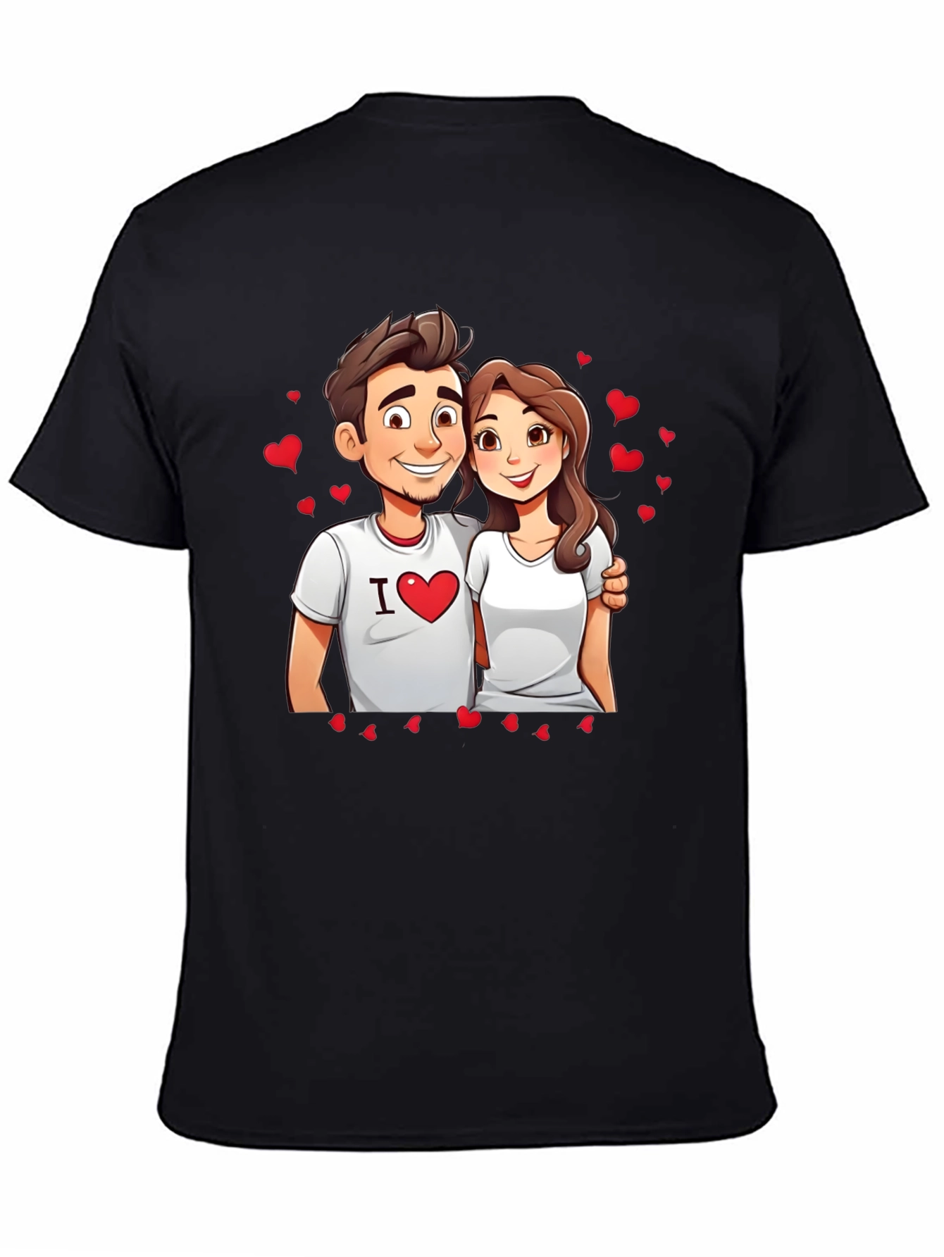 I Heart You Couple Graphic Tee - Black