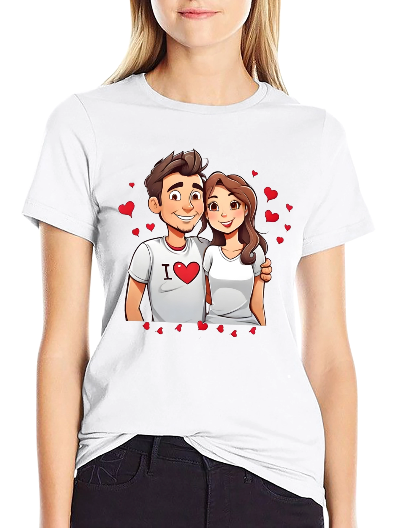 I Heart You Couple Graphic Tee - Black