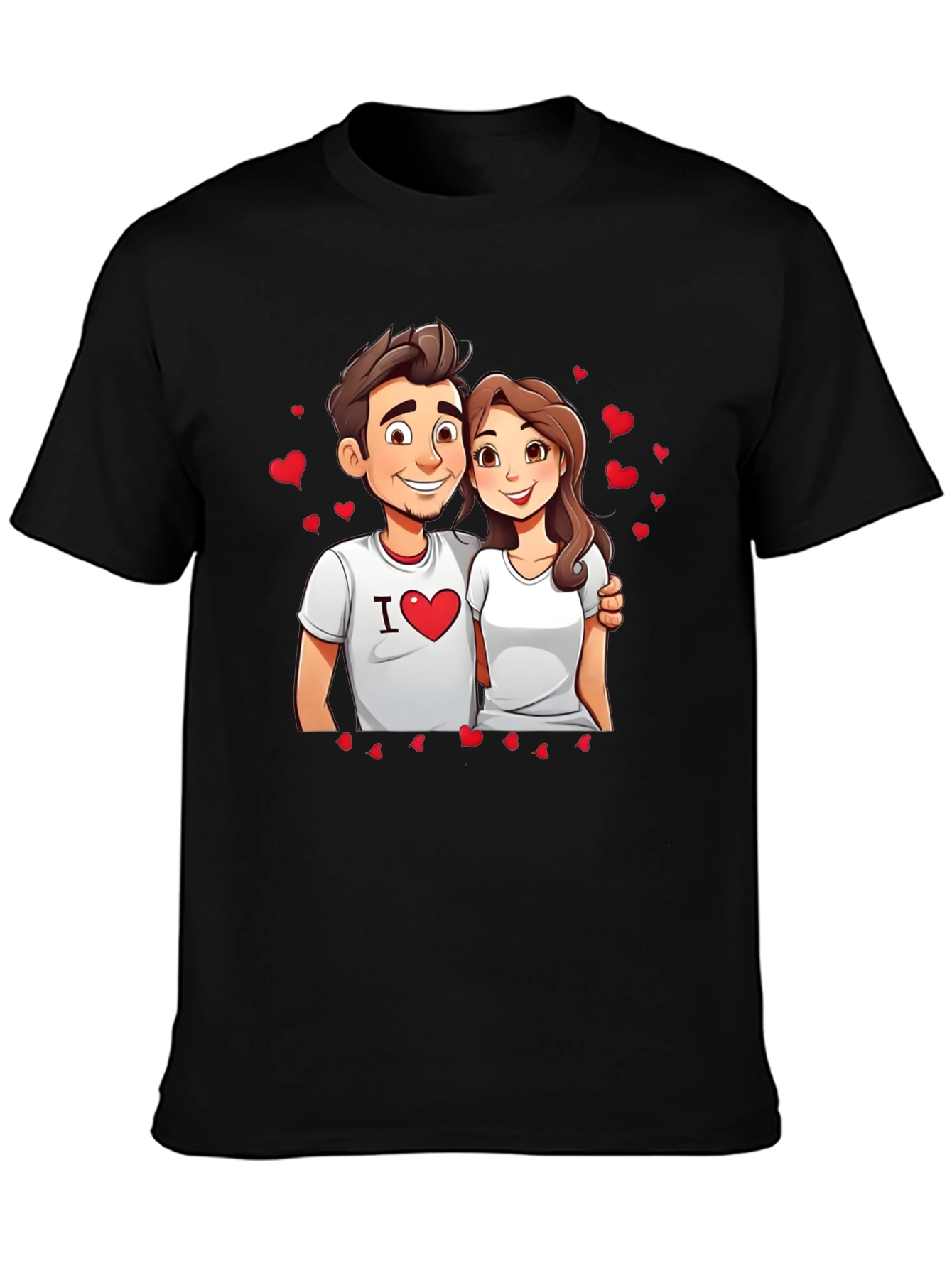 I Heart You Couple Graphic Tee - Black