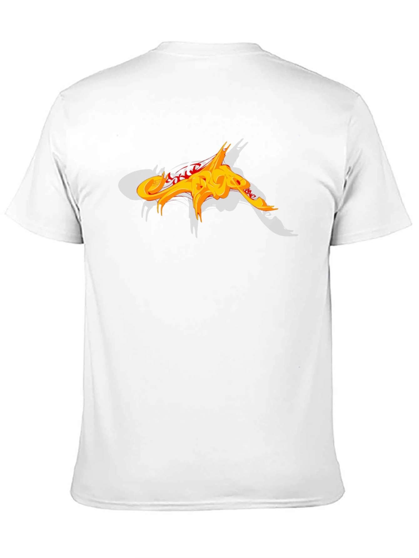 Black T-Shirt with Abstract Fiery Graphic Design