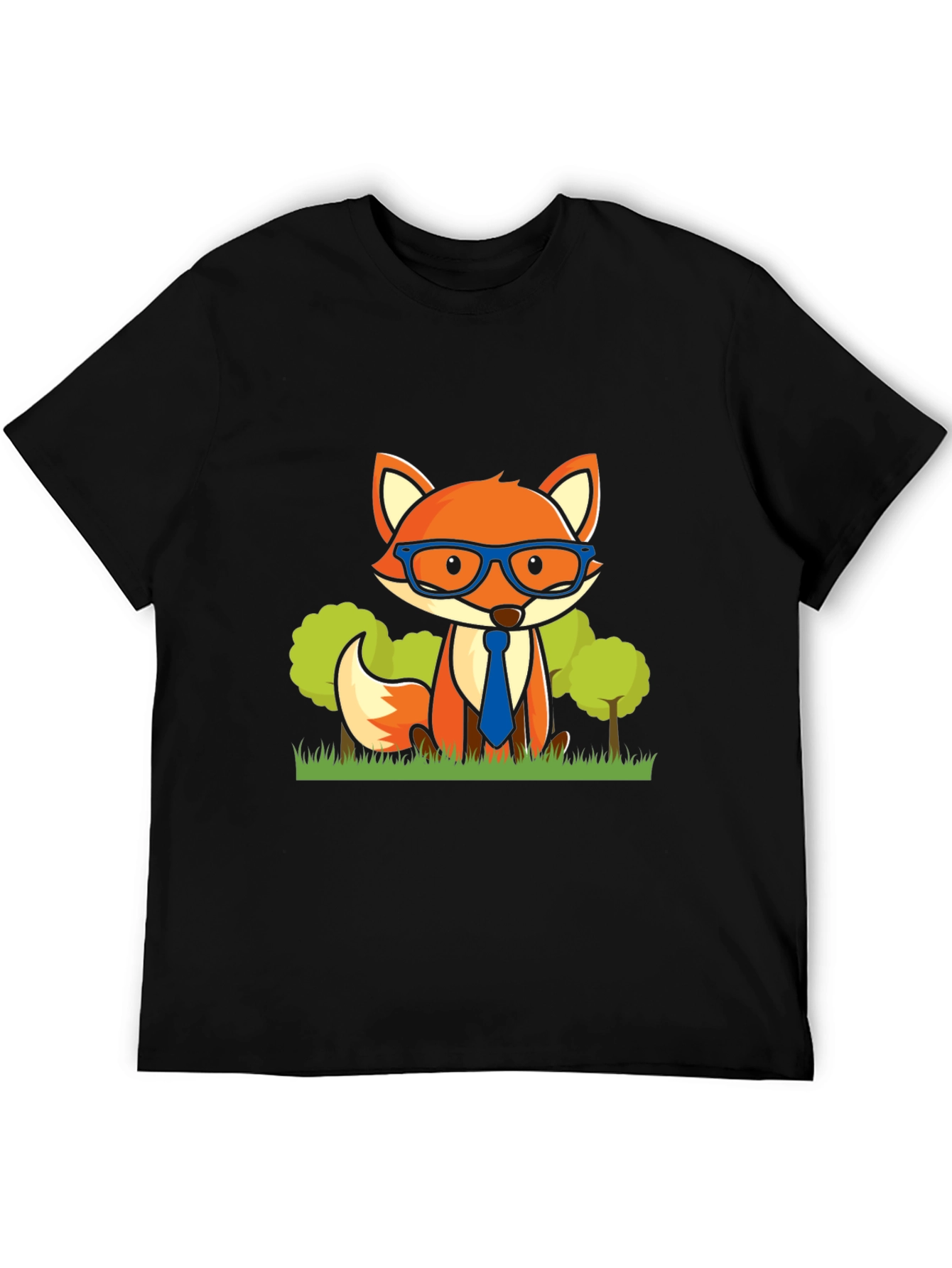 Fox with Glasses Graphic Print T-Shirt