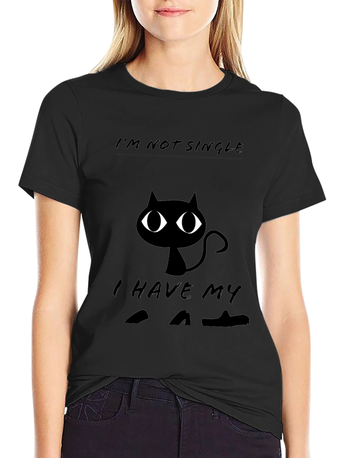 Im Not Single I Have Cats Black T-Shirt