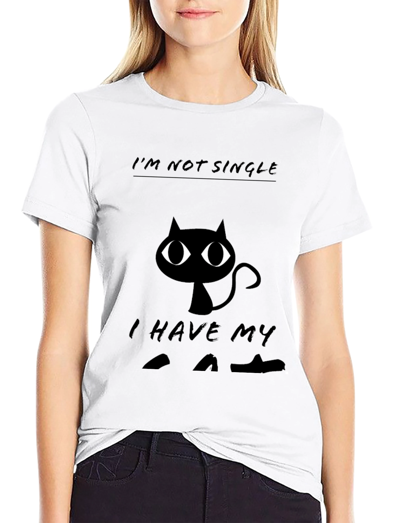 Im Not Single I Have Cats Black T-Shirt