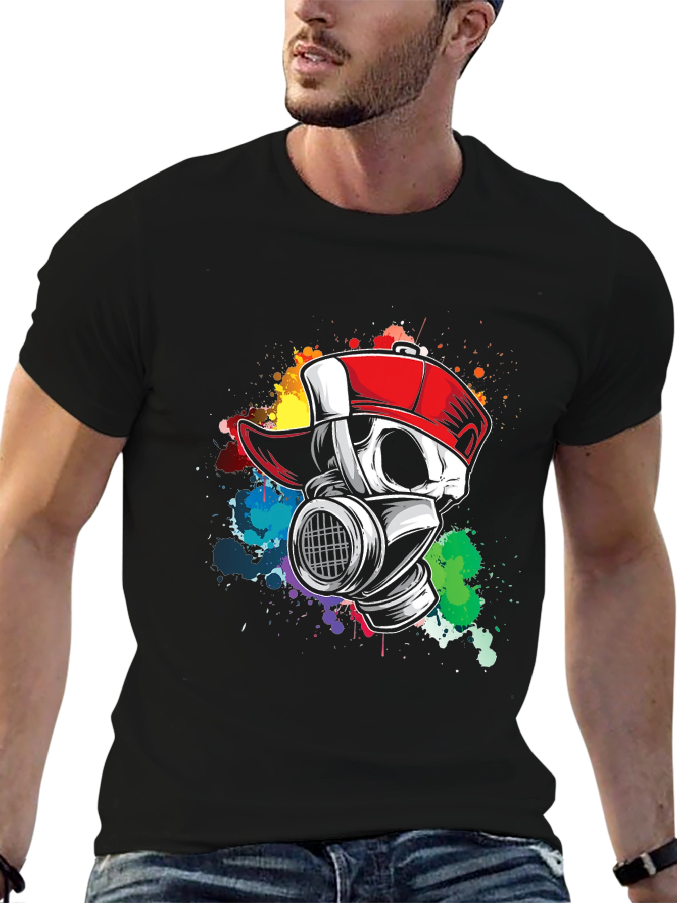 Urban Skull Gas Mask Graphic T-Shirt