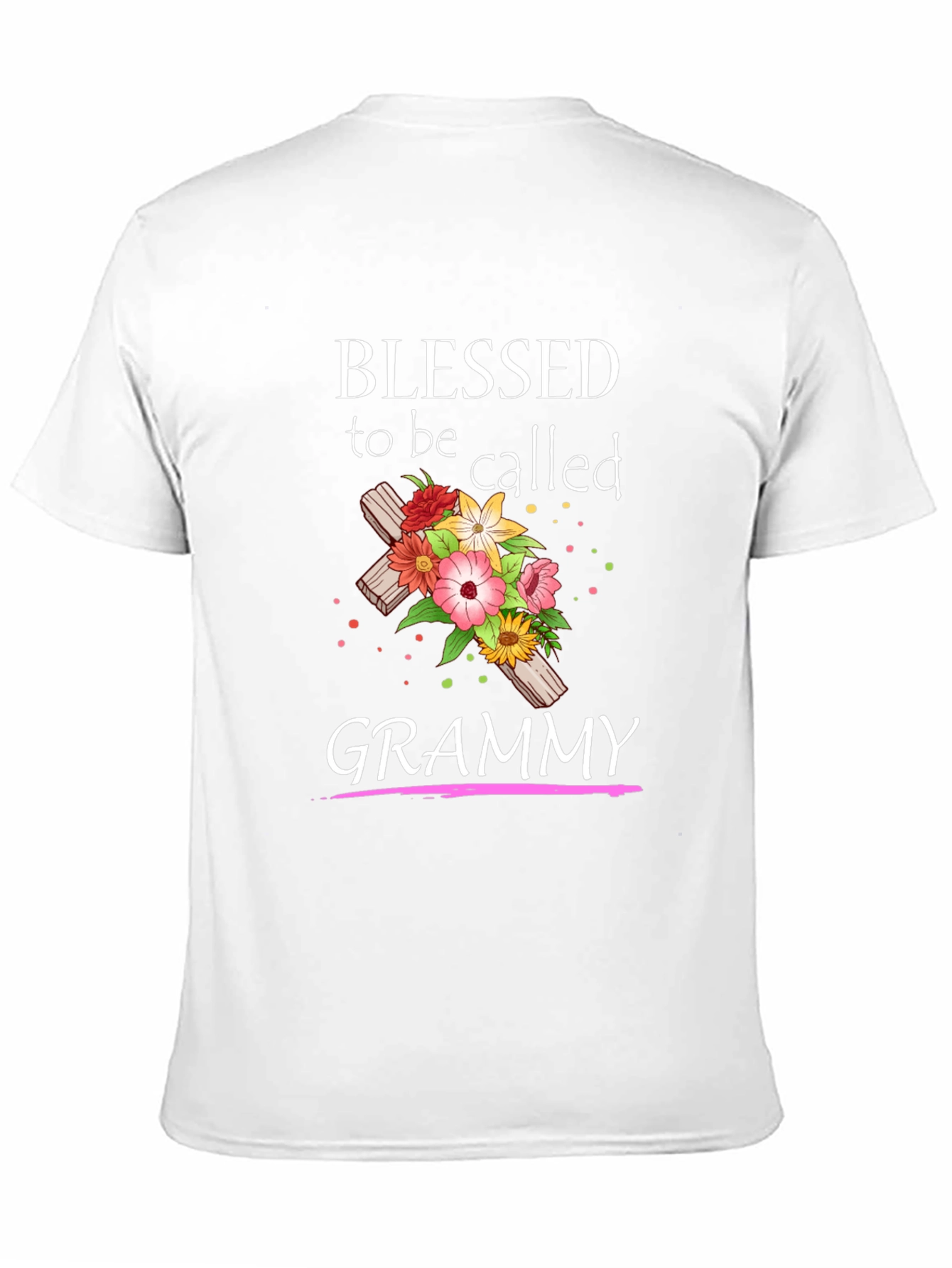 Blessed Grammy T-Shirt with Floral Cross Graphic