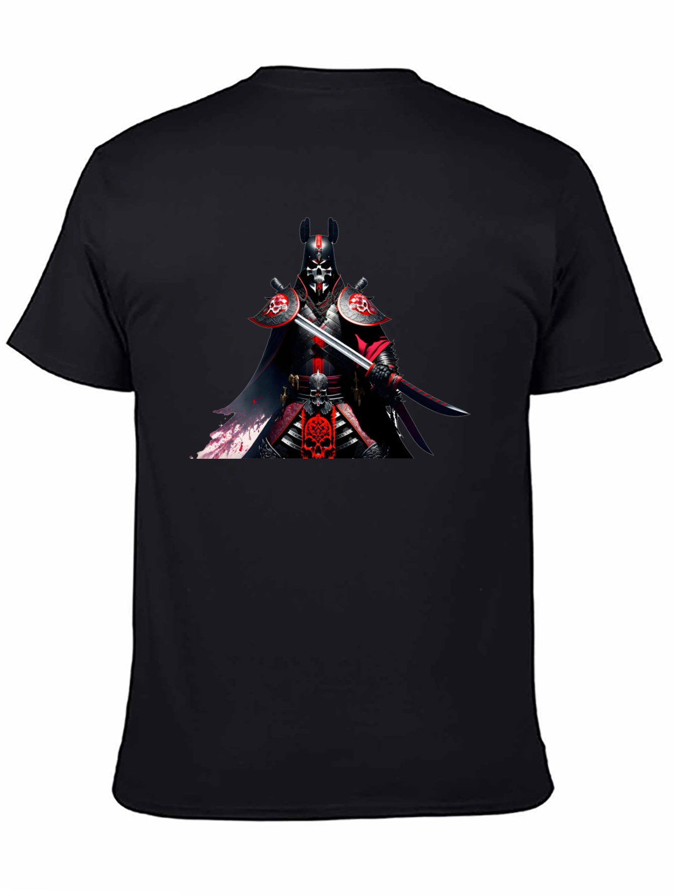Samurai Skull Warrior Graphic Black T-Shirt
