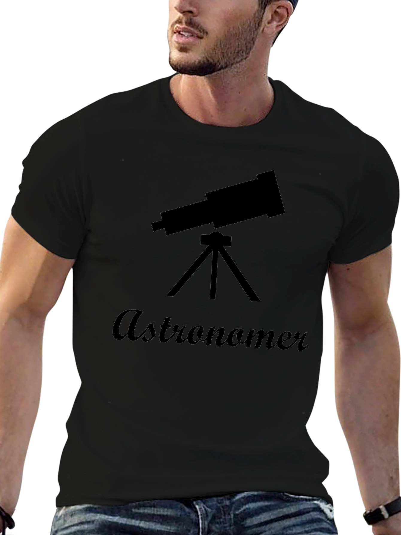 Astronomer Graphic Tee - Black Cotton T-Shirt