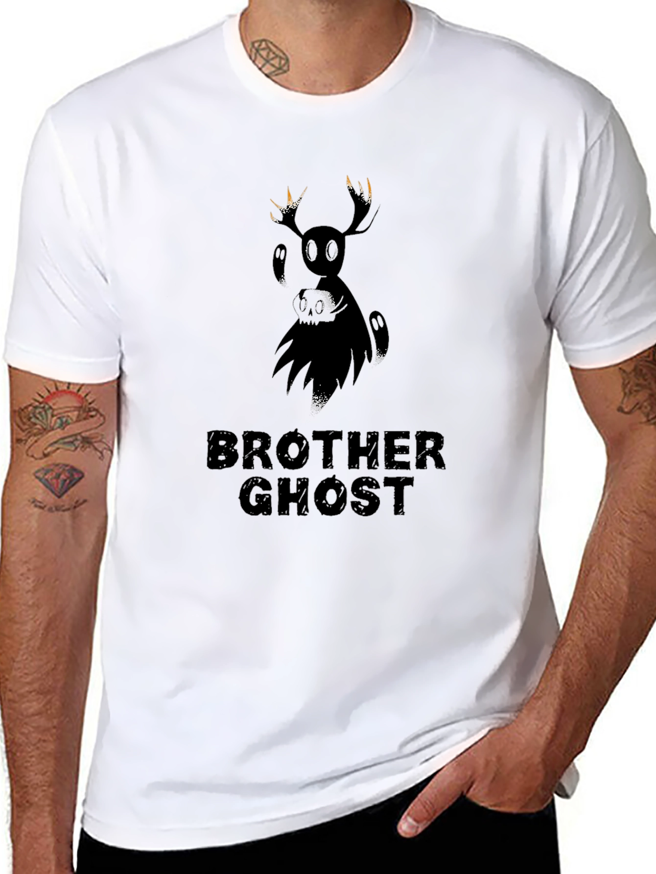 Brother Ghost Black Graphic T-Shirt