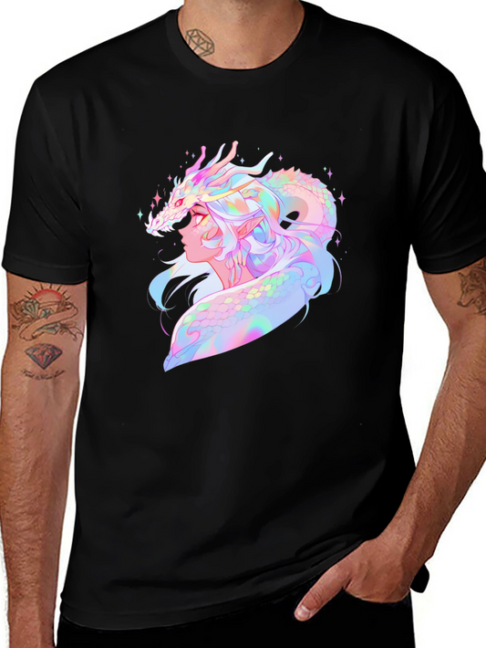 Dragon Girl Graphic Tee - Black Cotton Comfort