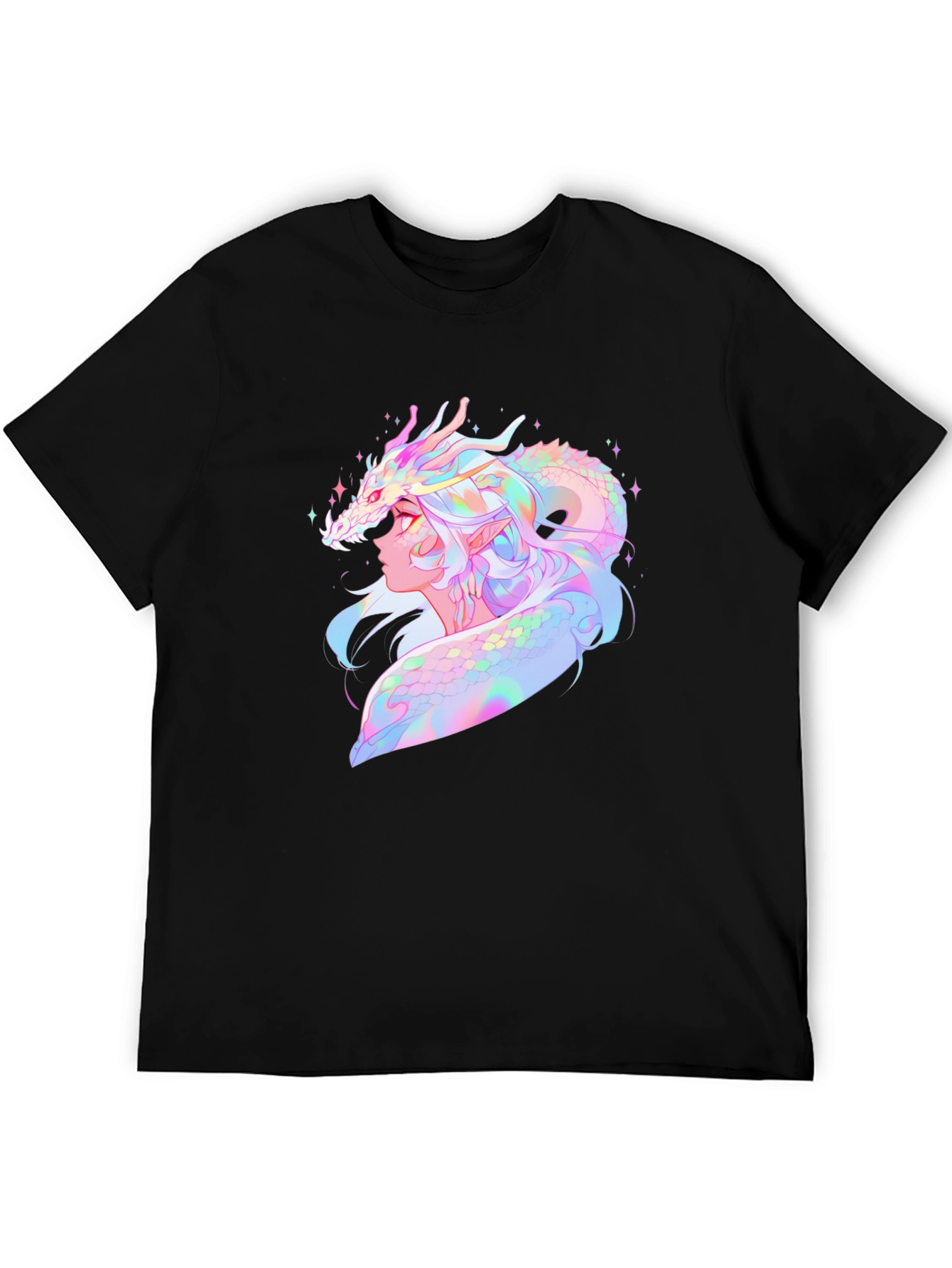 Dragon Girl Graphic Tee - Black Cotton Comfort