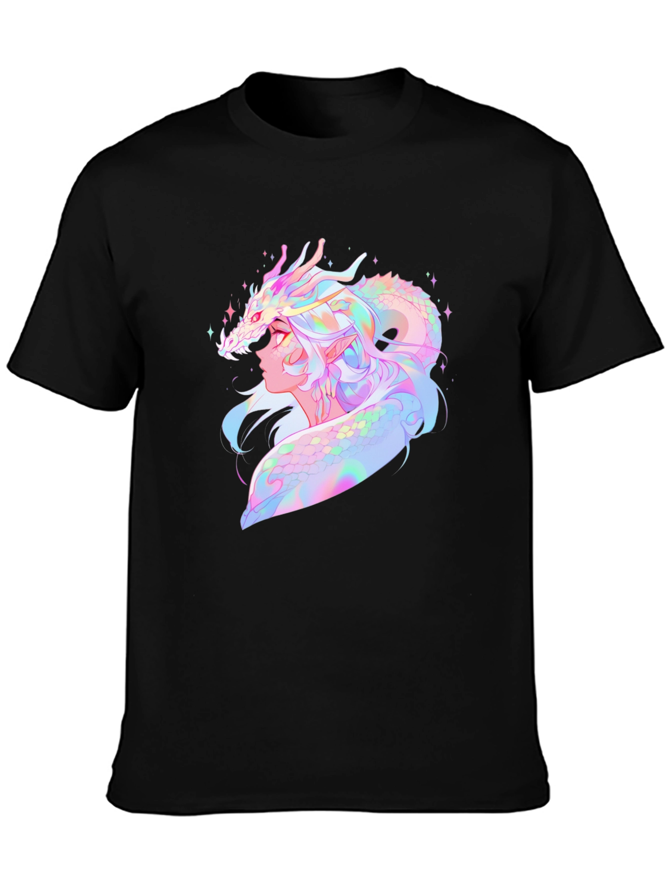 Dragon Girl Graphic Tee - Black Cotton Comfort
