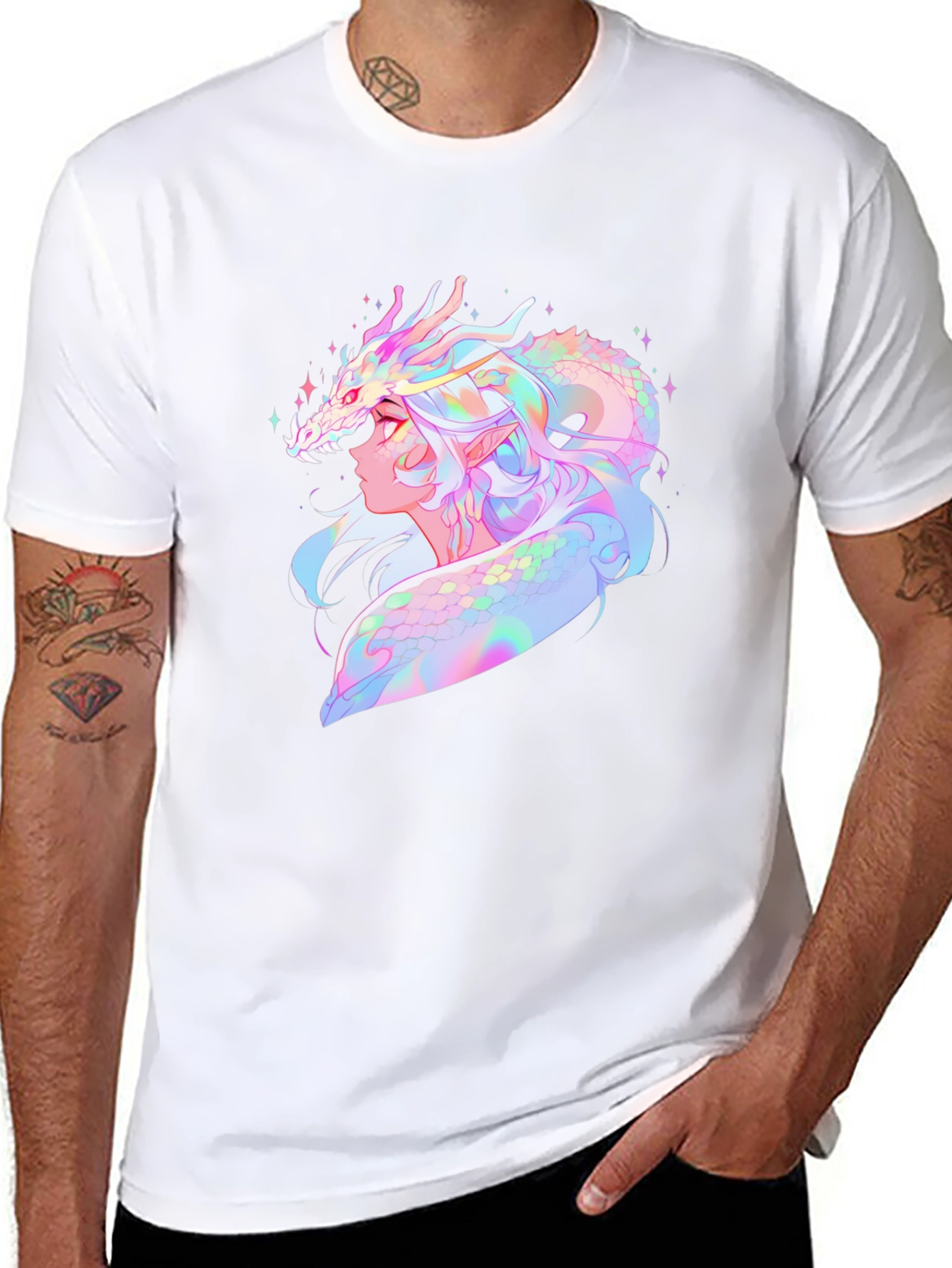 Dragon Girl Graphic Tee - Black Cotton Comfort