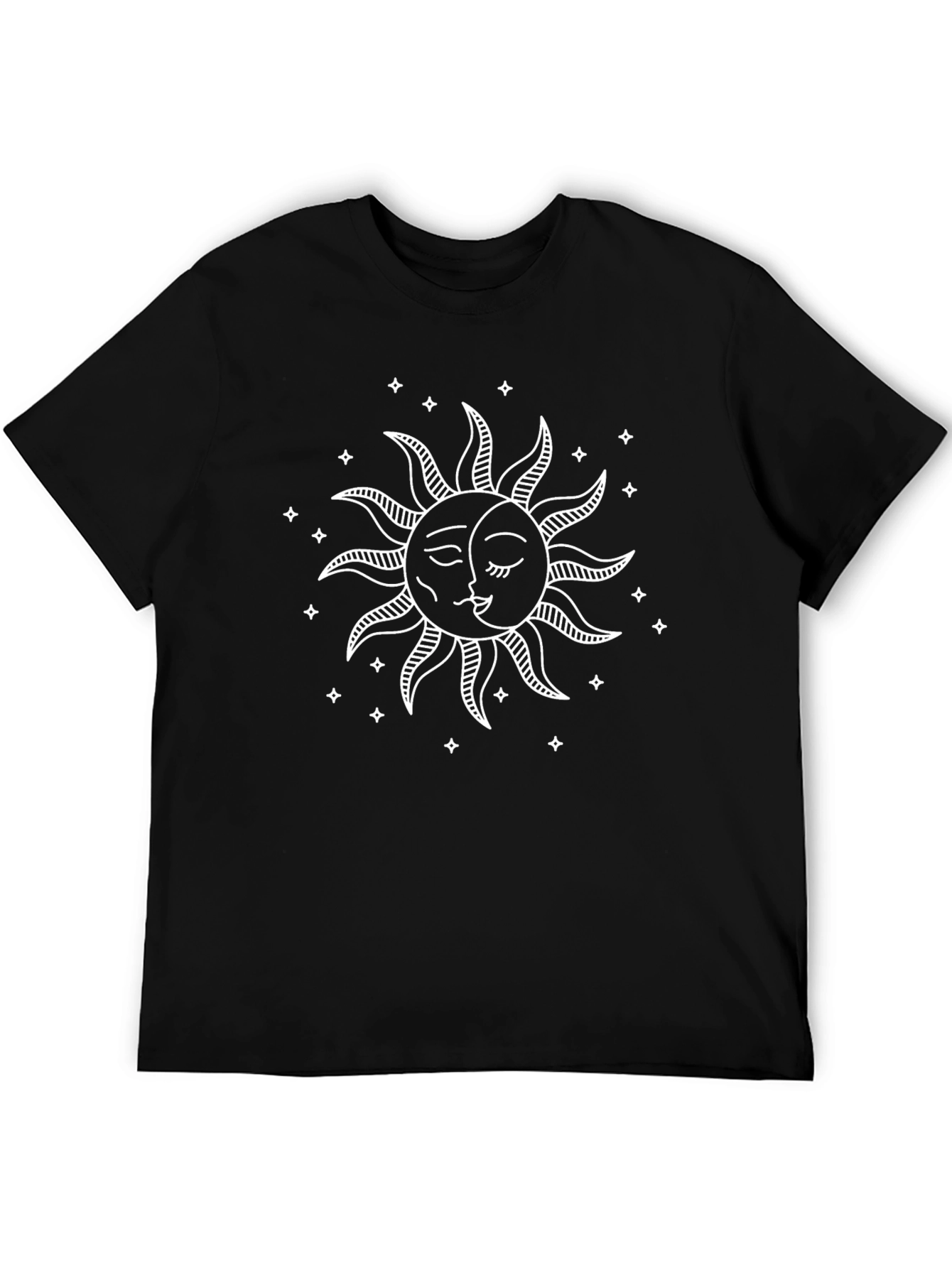 Celestial Sun & Moon Graphic Black T-Shirt