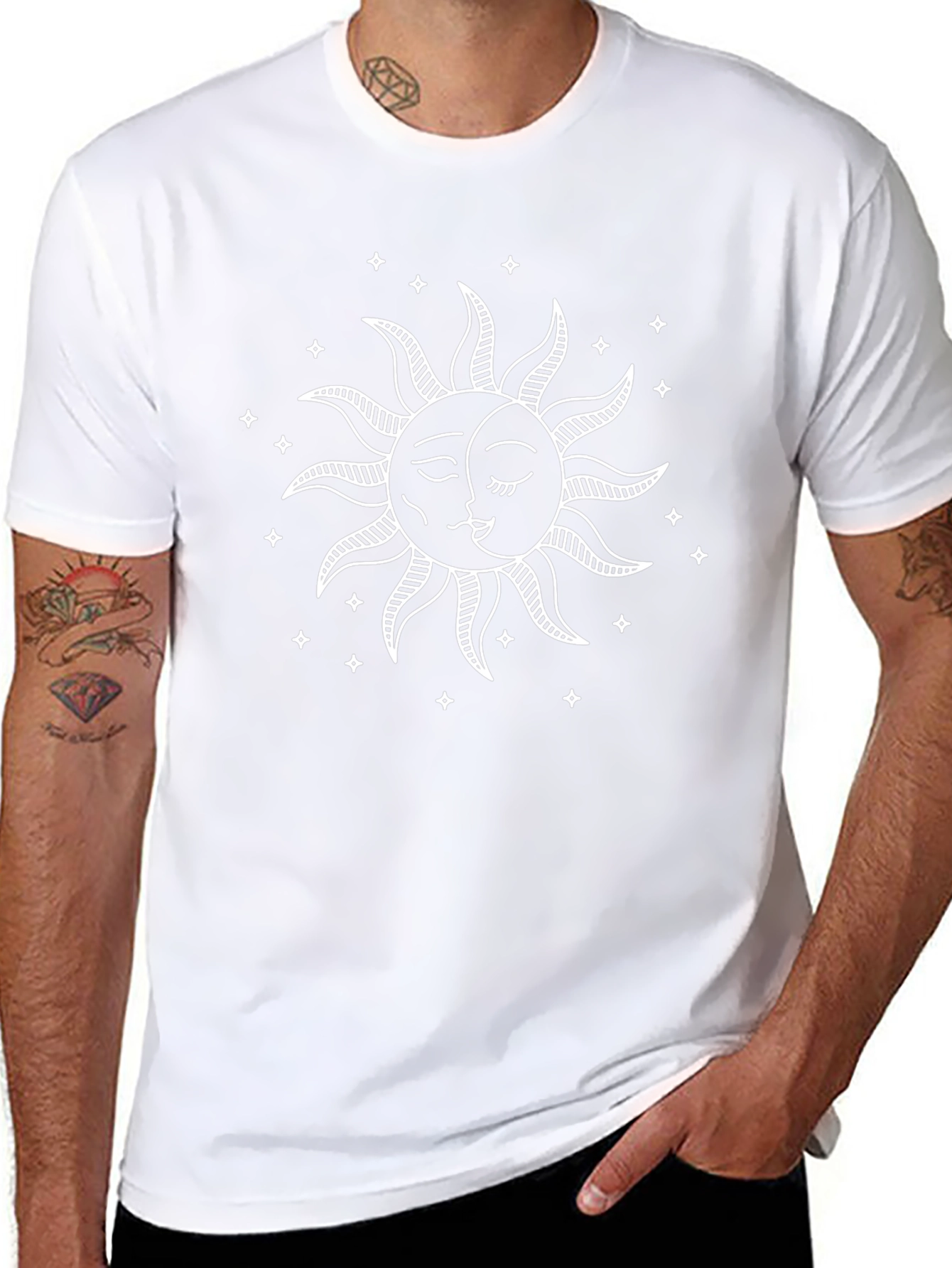 Celestial Sun & Moon Graphic Black T-Shirt
