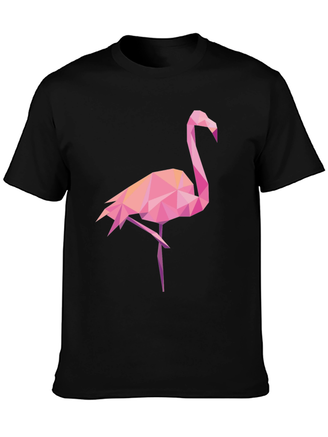 Geometric Flamingo Graphic Tee - Black Casual Shirt