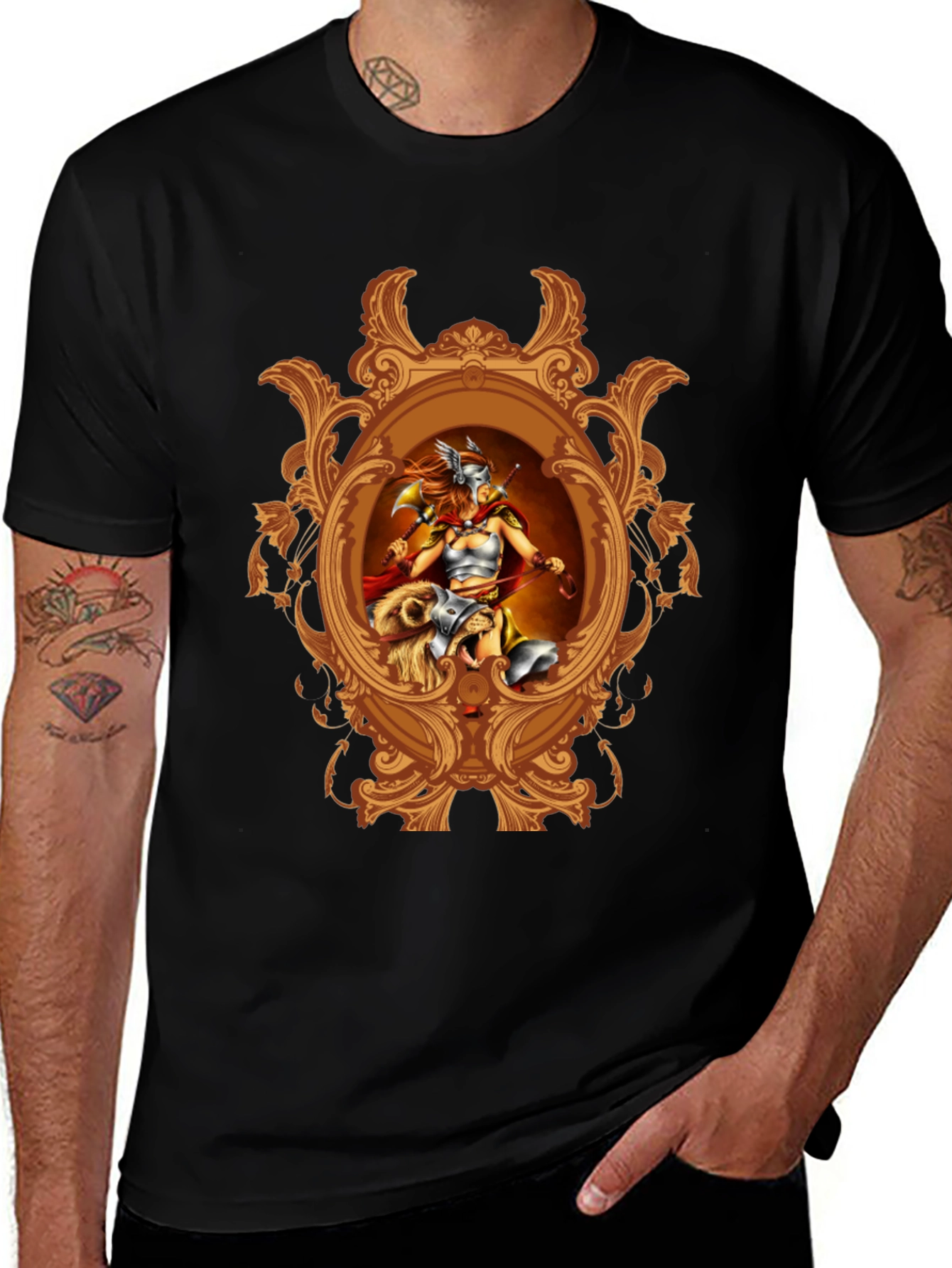 Valkyrie Framed Graphic T-Shirt - Black