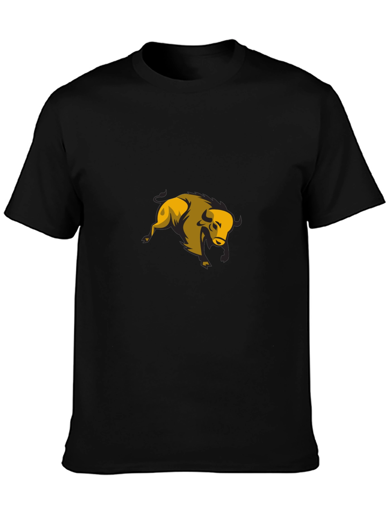 Black T-Shirt with Yellow Bull Graphic