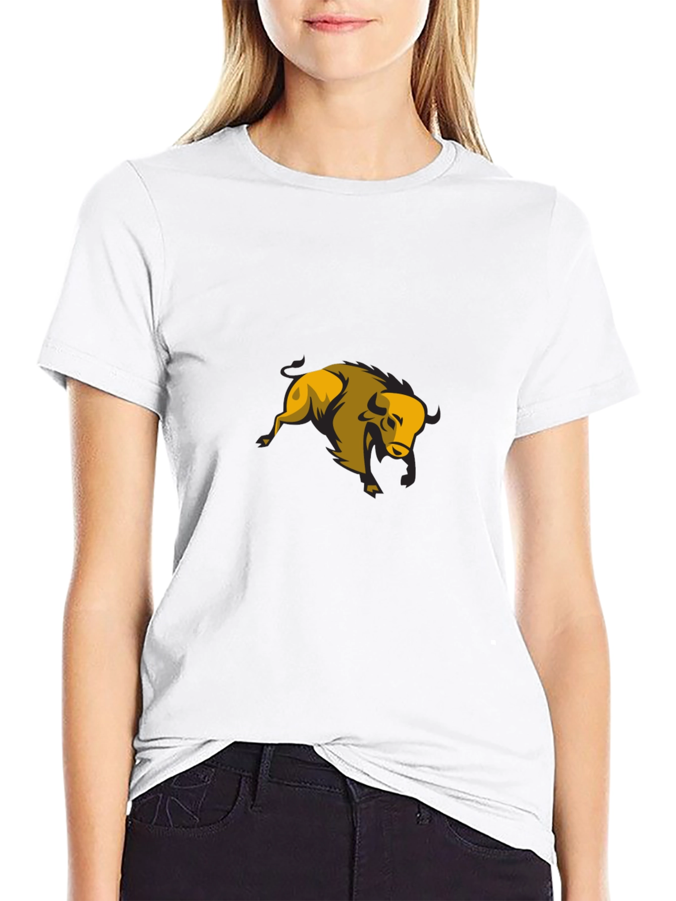 Black T-Shirt with Yellow Bull Graphic