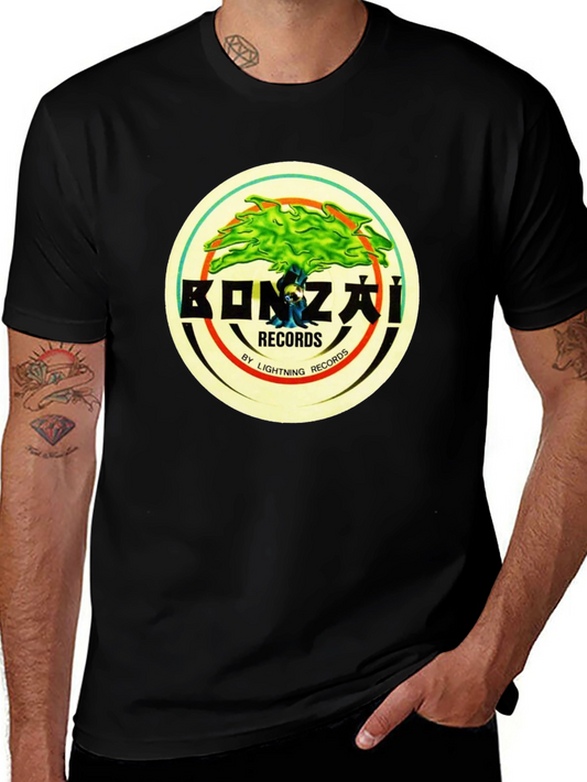 Bonzai Records Black T-Shirt - Lightning Records Design