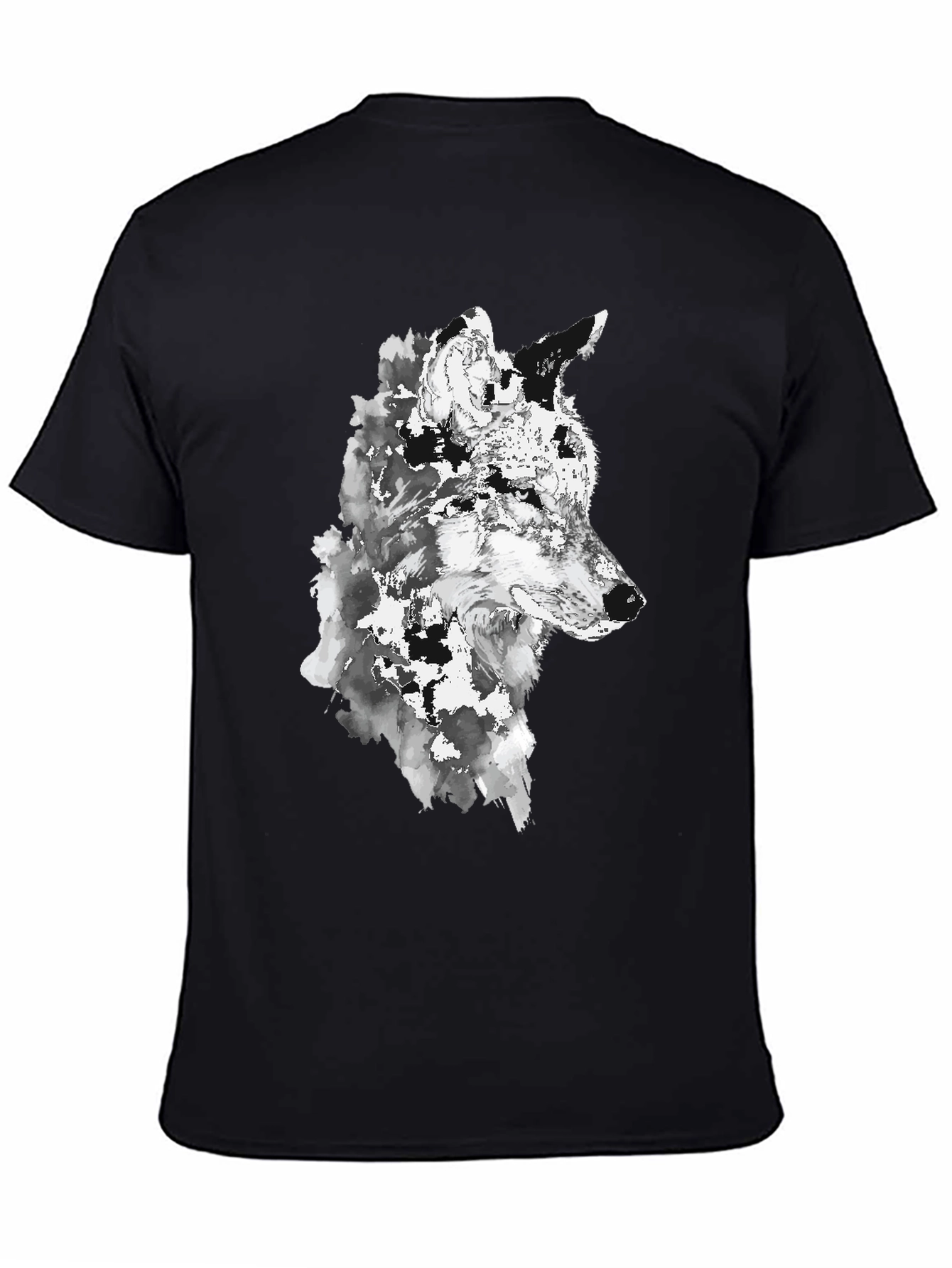 Wolf Graphic Black T-Shirt - Artistic Animal Design