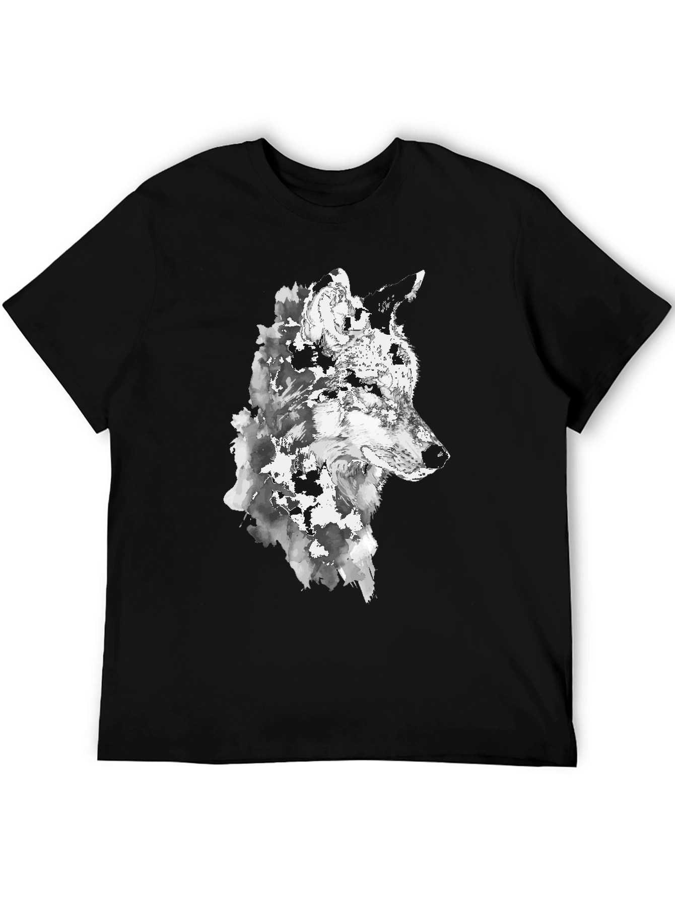 Wolf Graphic Black T-Shirt - Artistic Animal Design