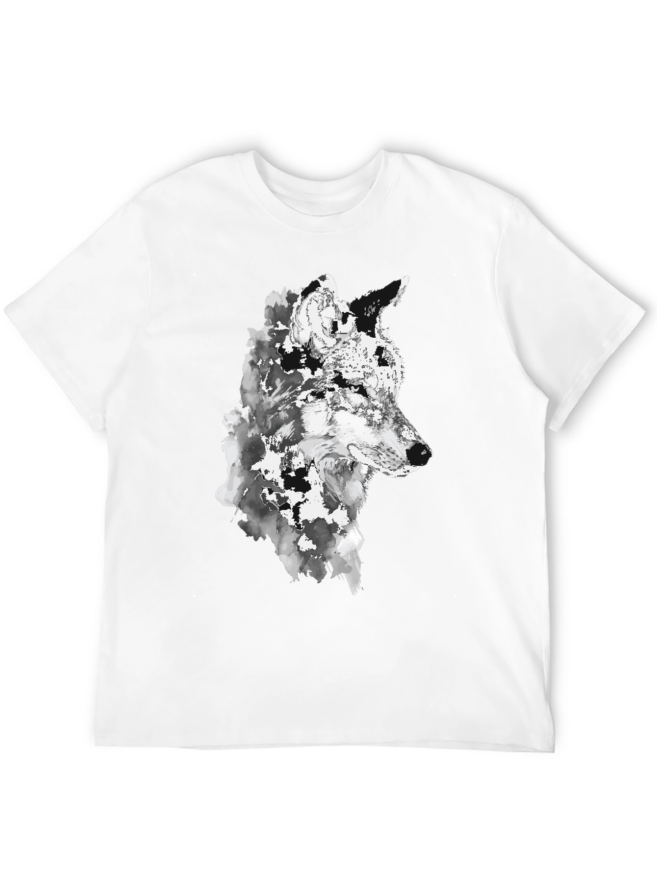 Wolf Graphic Black T-Shirt - Artistic Animal Design