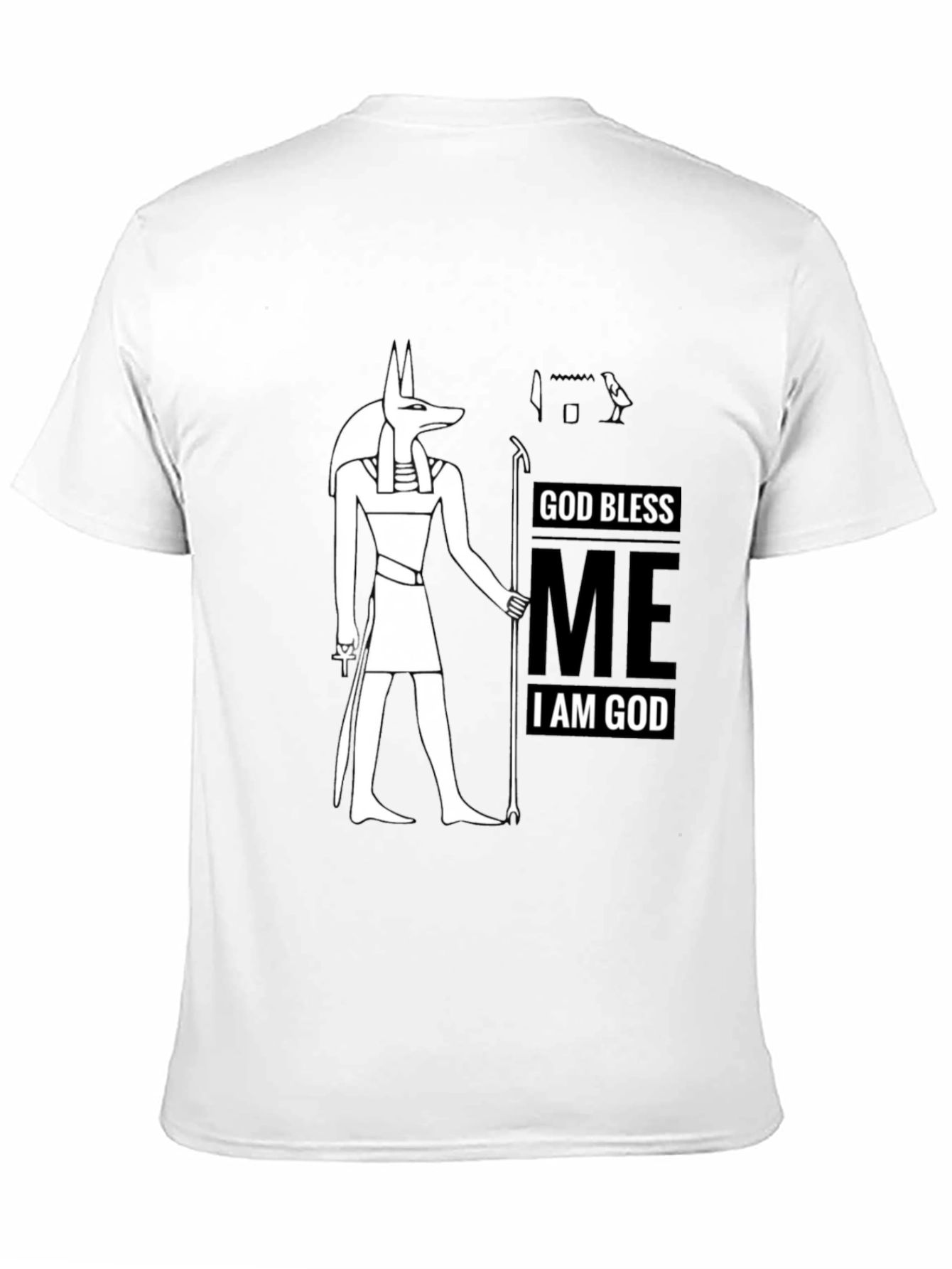 Anubis God Bless Me Graphic Black T-Shirt