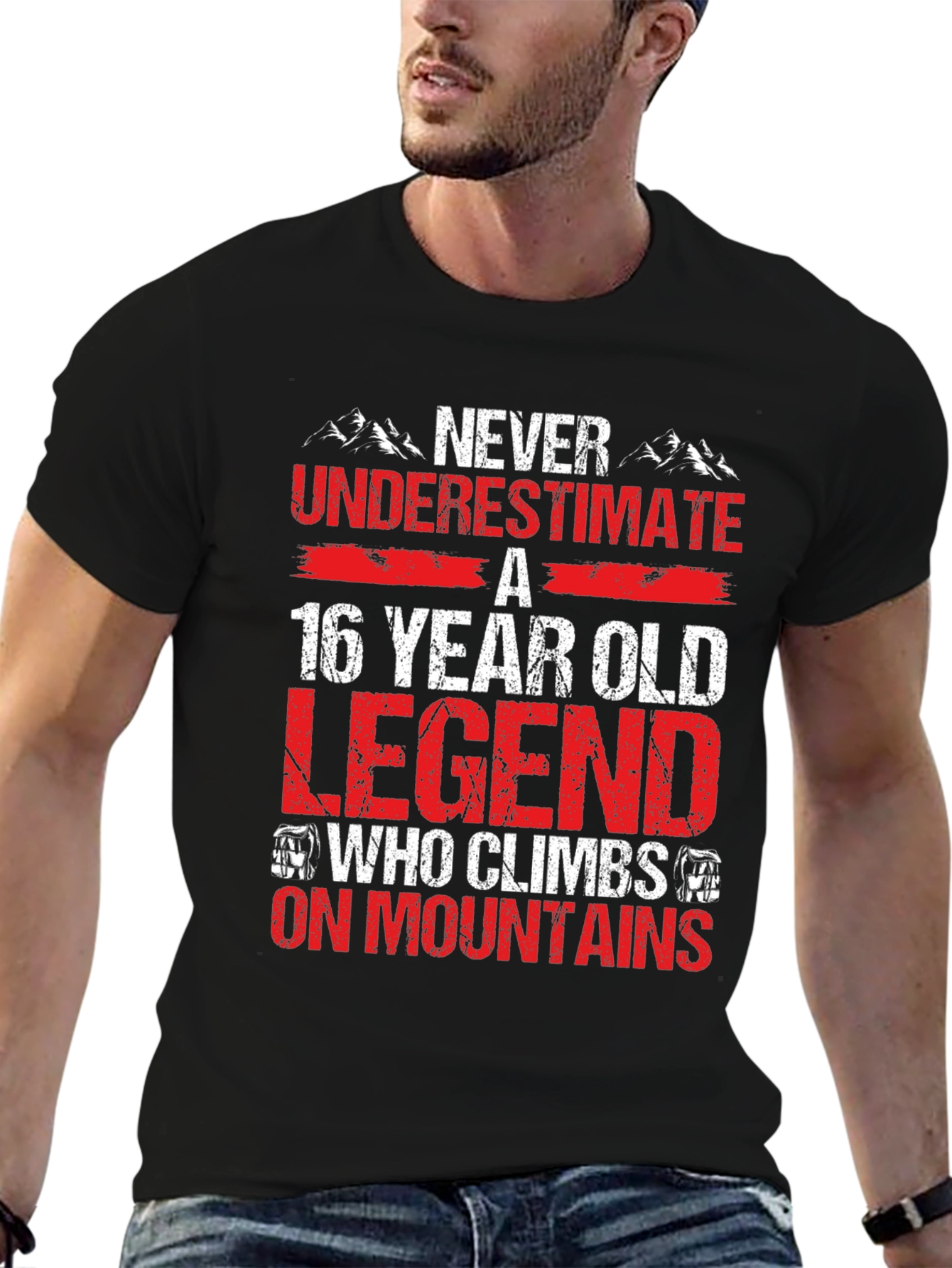 16 Year Old Legend Who Climbs Mountains Black T-Shirt