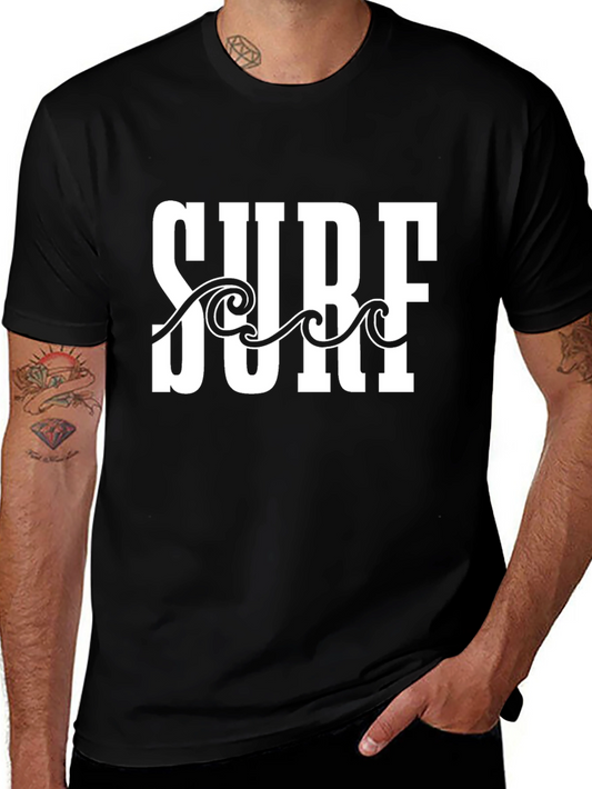 Surf Wave Graphic T-Shirt - Black Cotton Tee