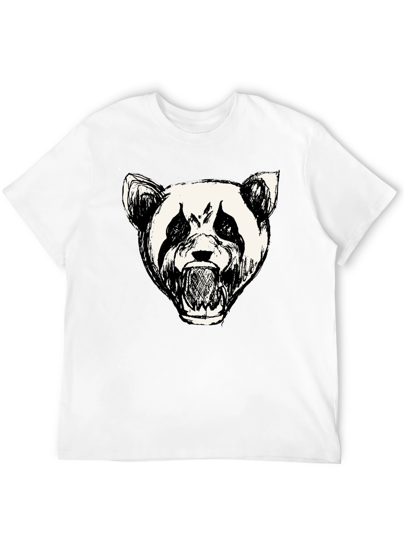 Mens Black Panda Graphic Print T-Shirt