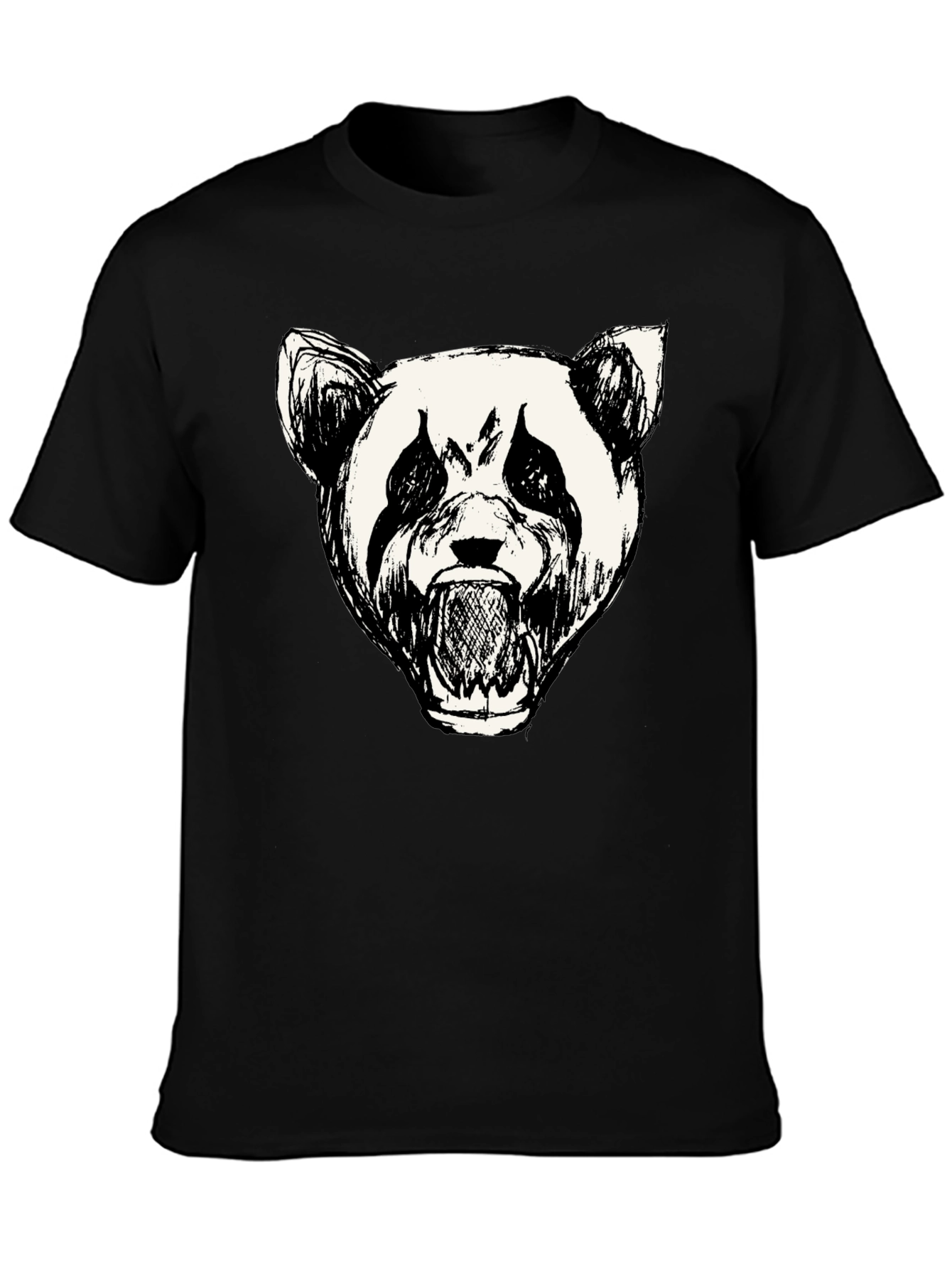 Mens Black Panda Graphic Print T-Shirt