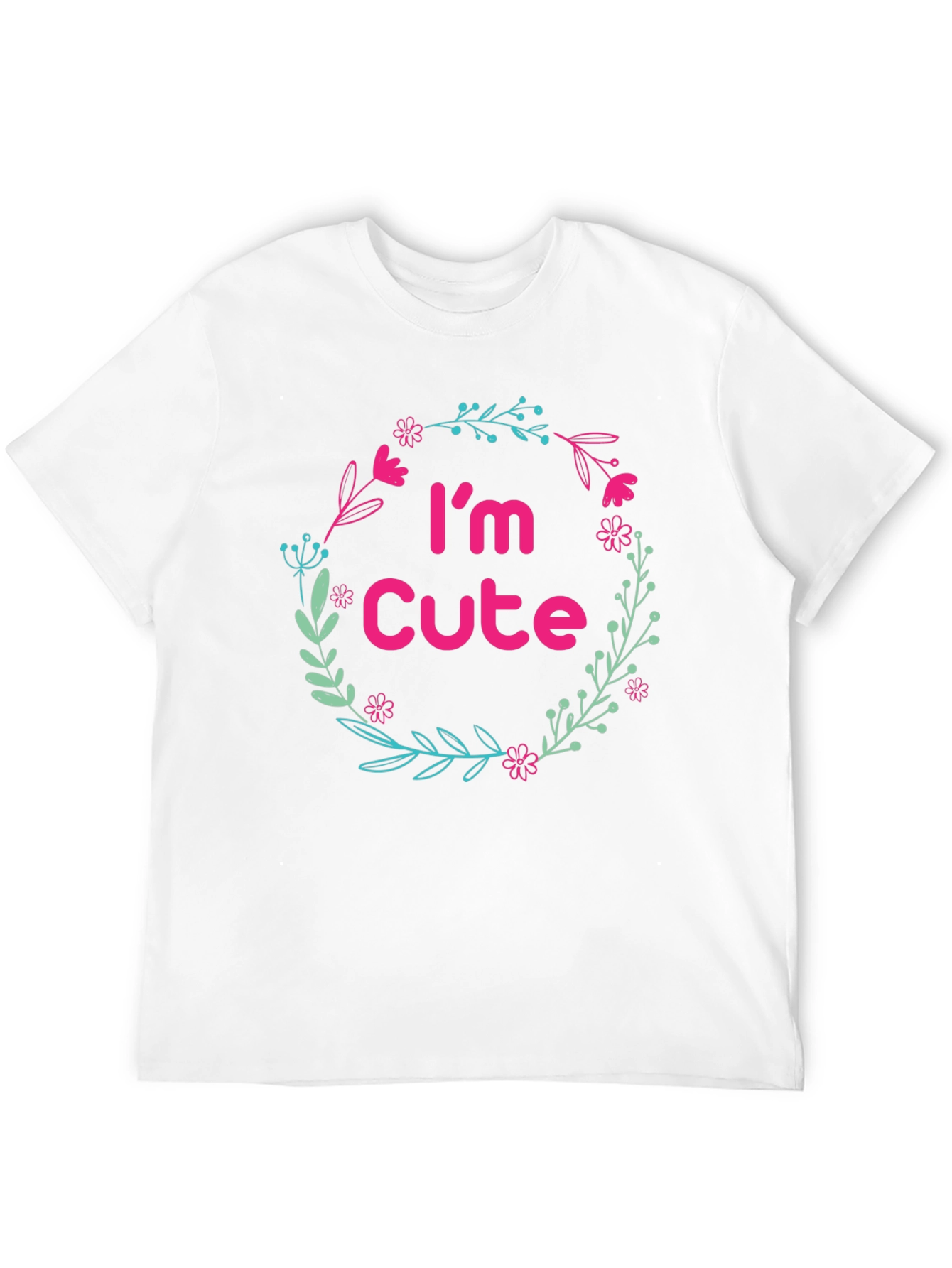 Im Cute Floral Wreath Black T-Shirt
