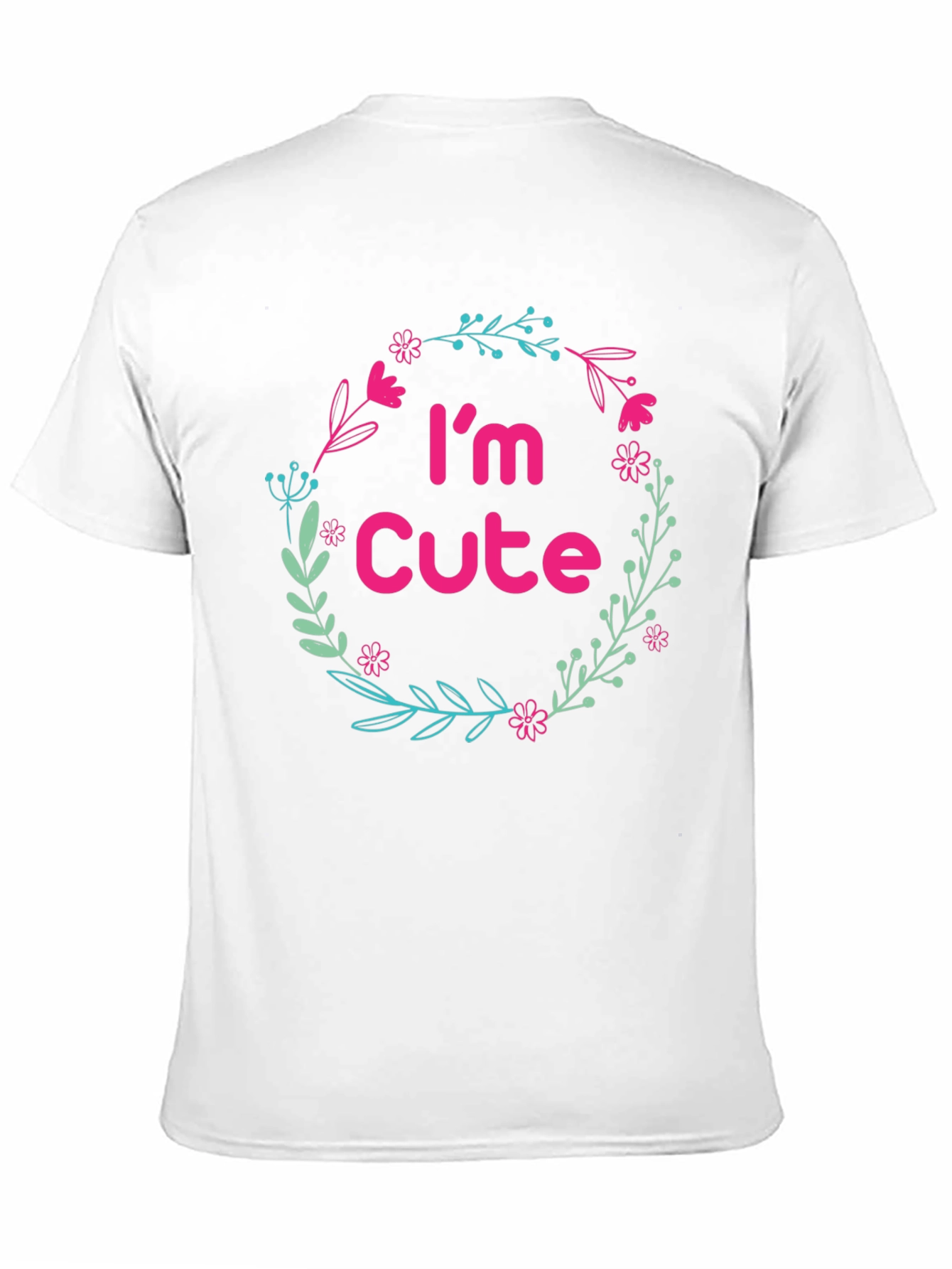 Im Cute Floral Wreath Black T-Shirt